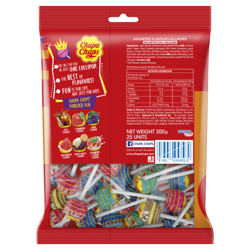 25 Pack Chupa Chups Lollipops 300g Kmart