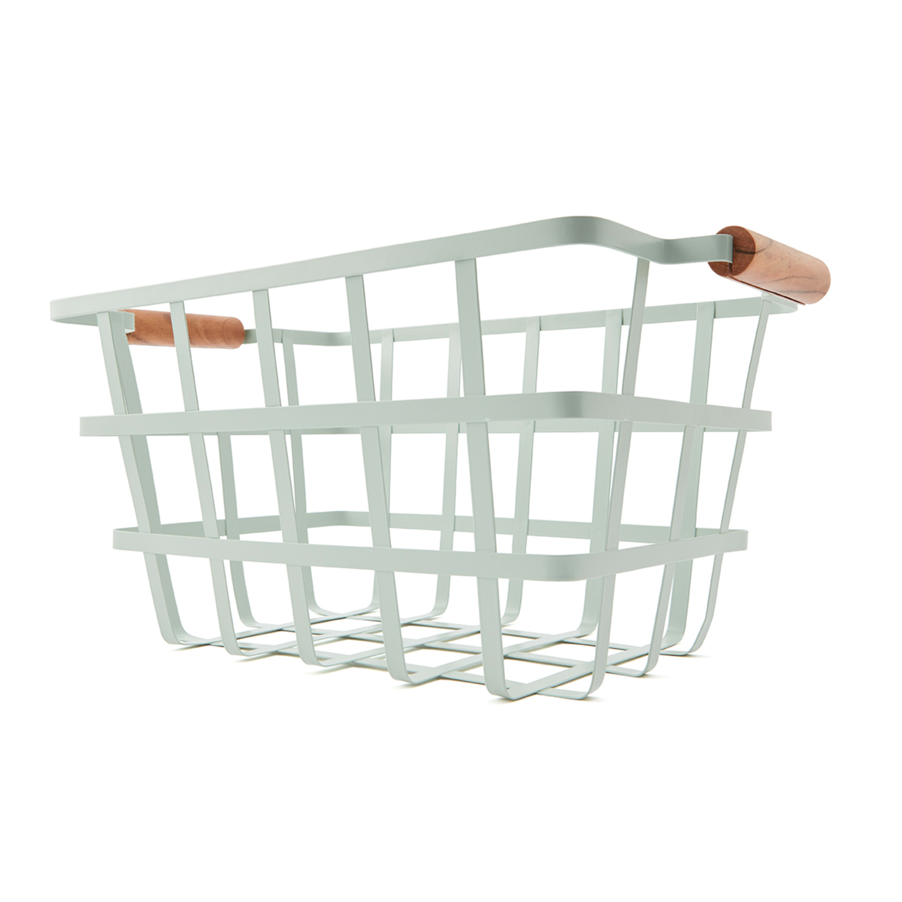 Wire Basket with Wood Handle Sage Kmart