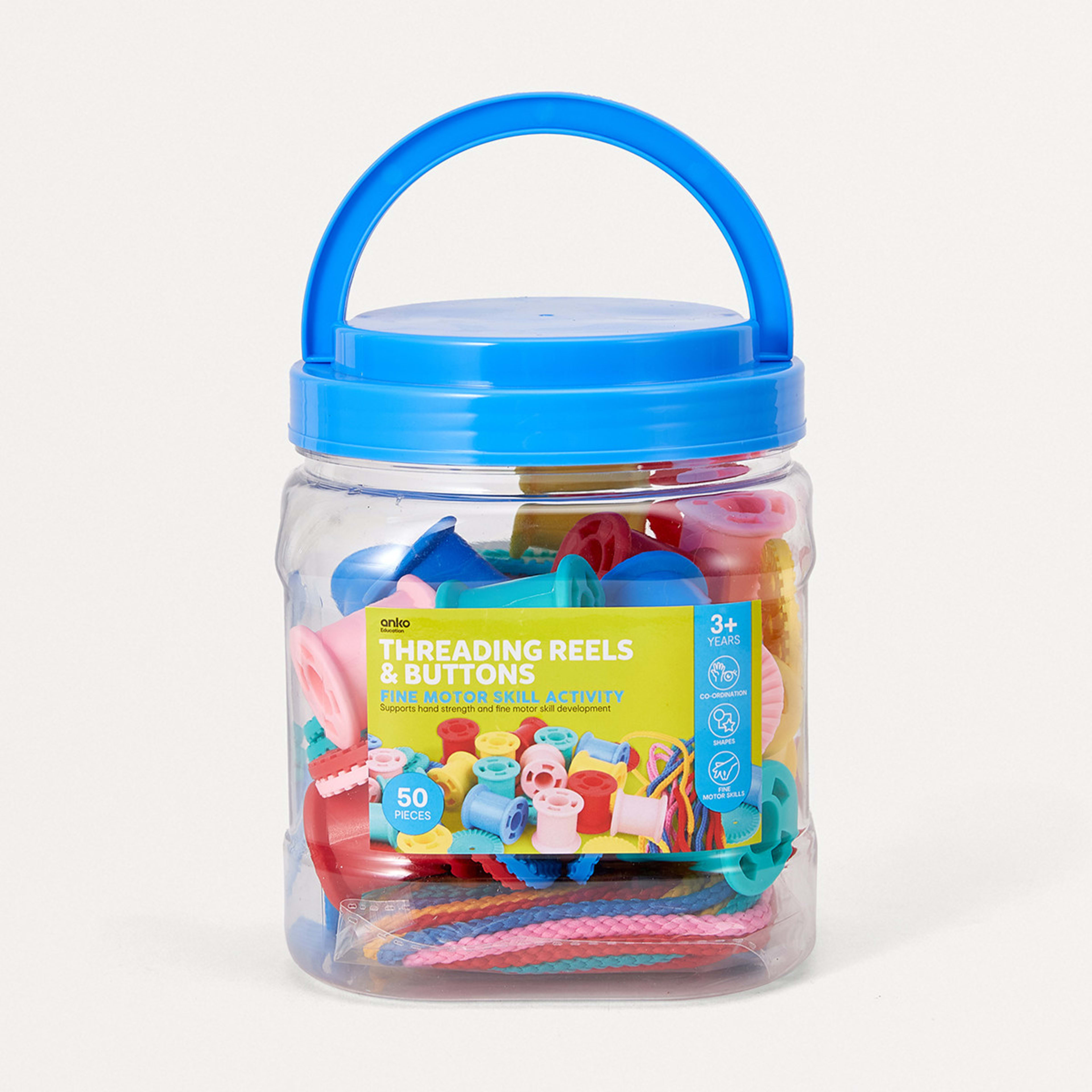 50 Pieces Threading Reels and Buttons Activity Set Kmart