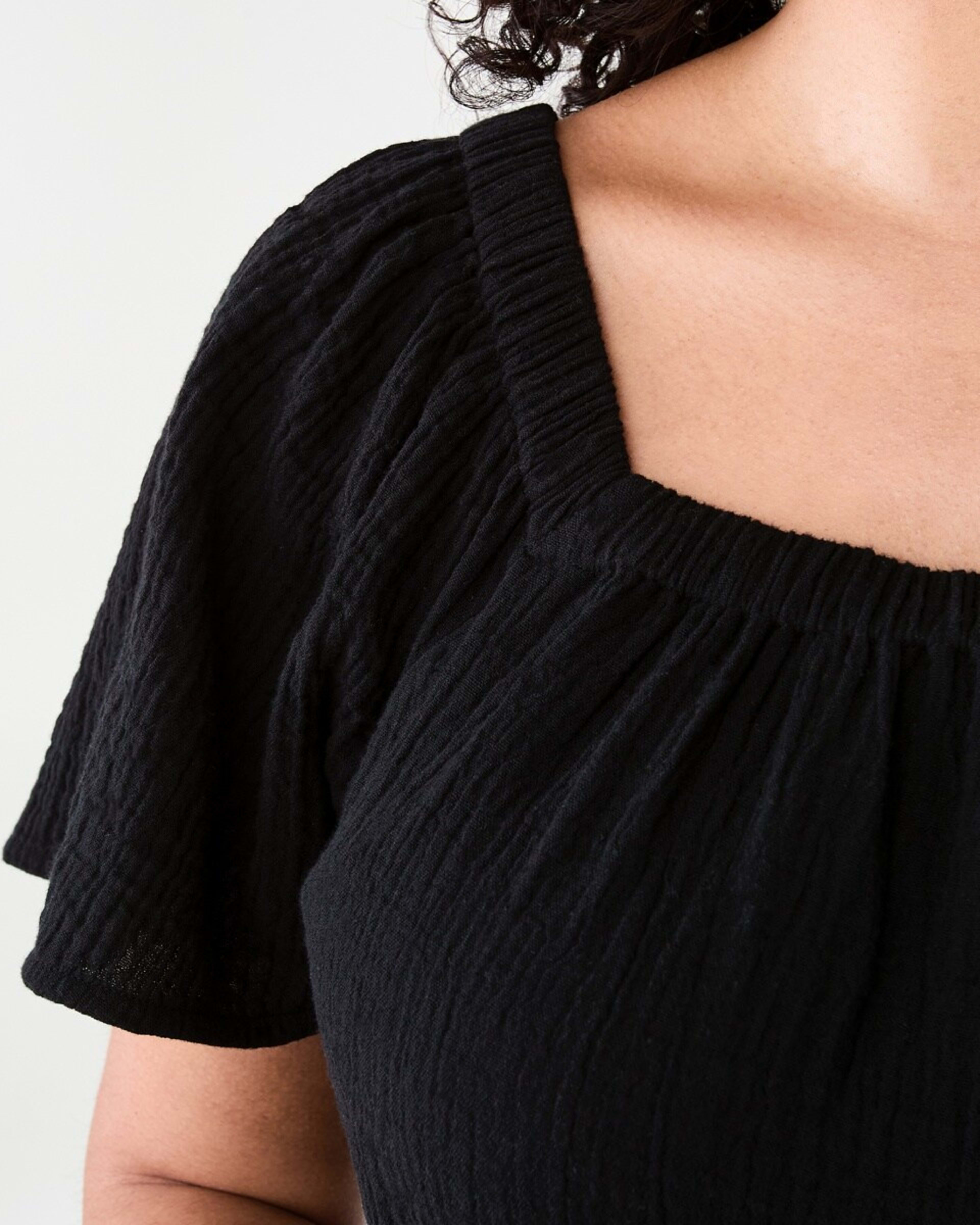 5 Short Sleeve Double Cloth Mini Dress Black, 5 of 7