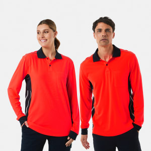 Workwear Long Sleeve Reflective Fluorescent Polo Shirt - Kmart