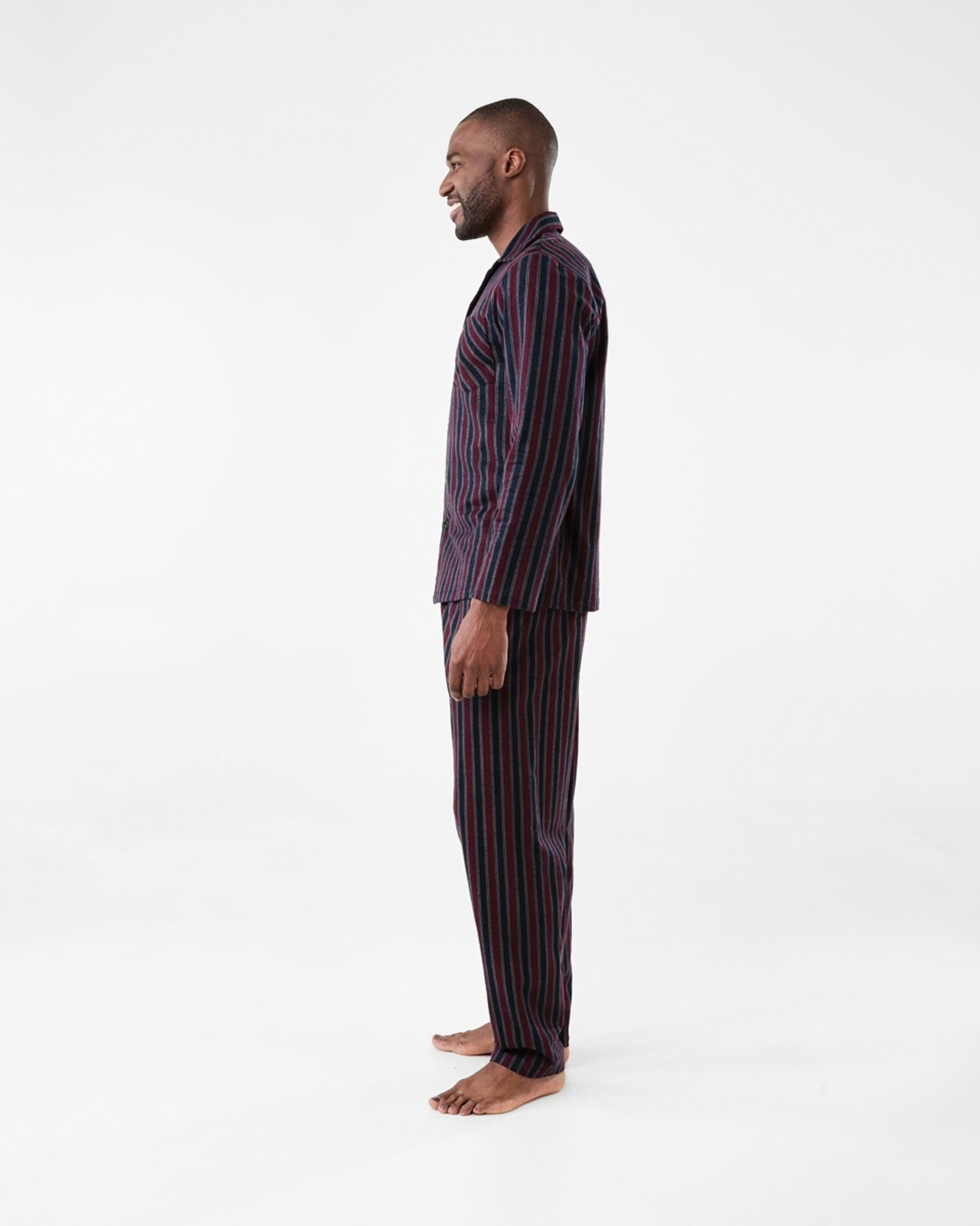2 Printed Flannel Pyjama Set Ivy Stripe, 2 of 8