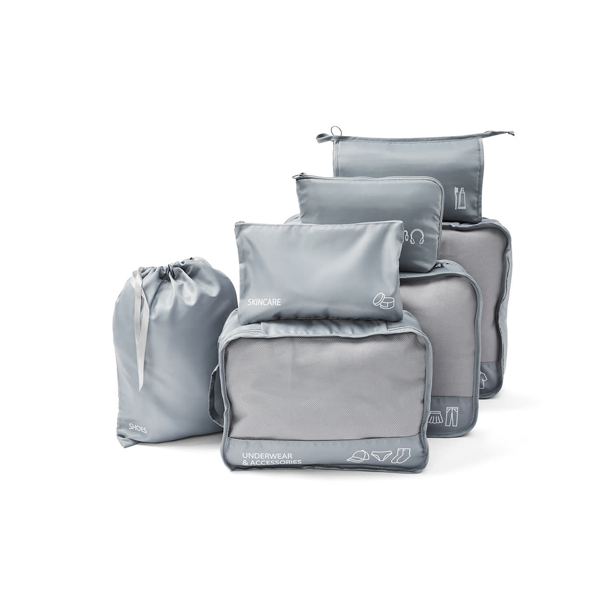 7 Piece Packing Cube - Grey - Kmart