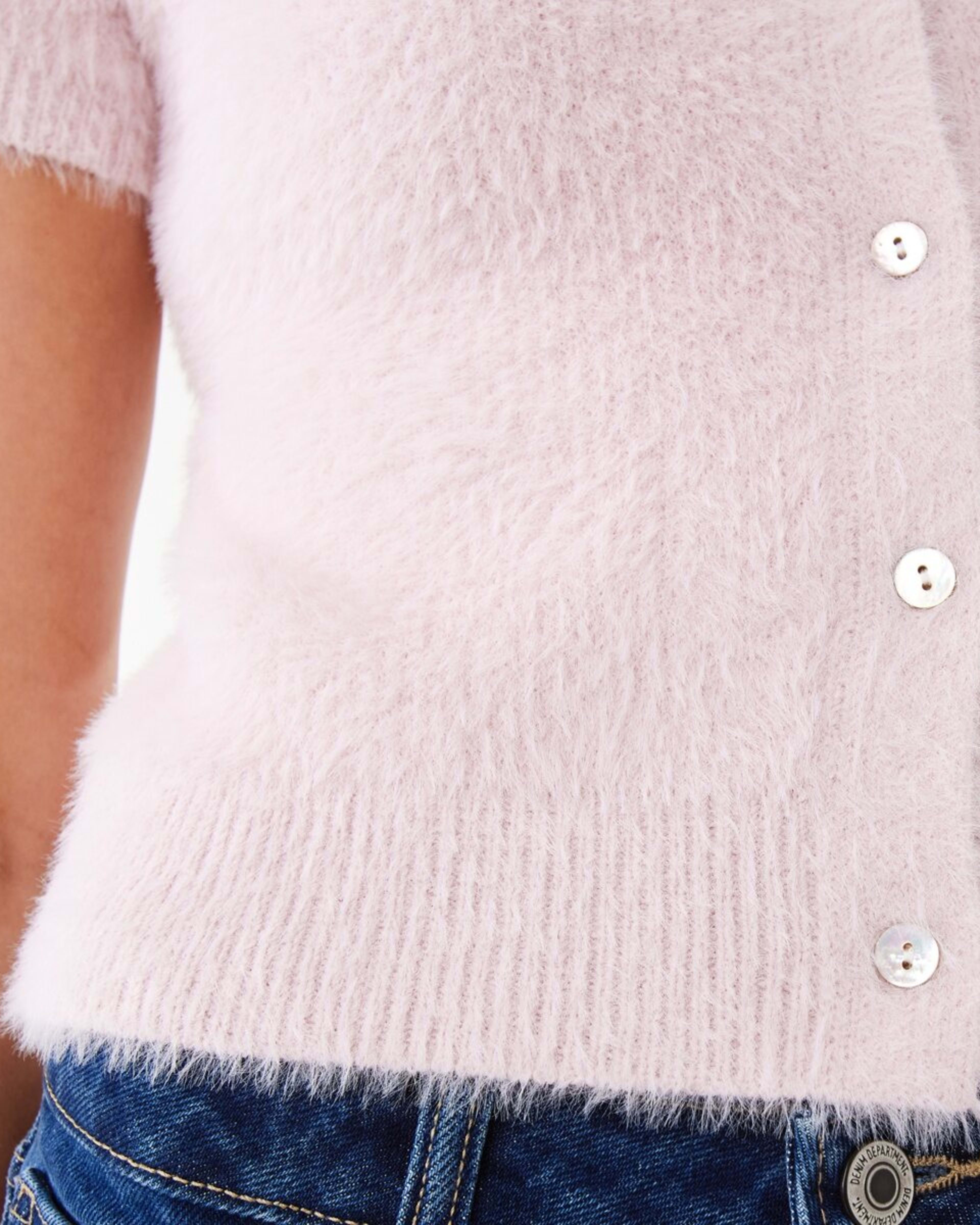 9 Short Sleeve Eyelash Cardigan Soft Pink, 9 of 9