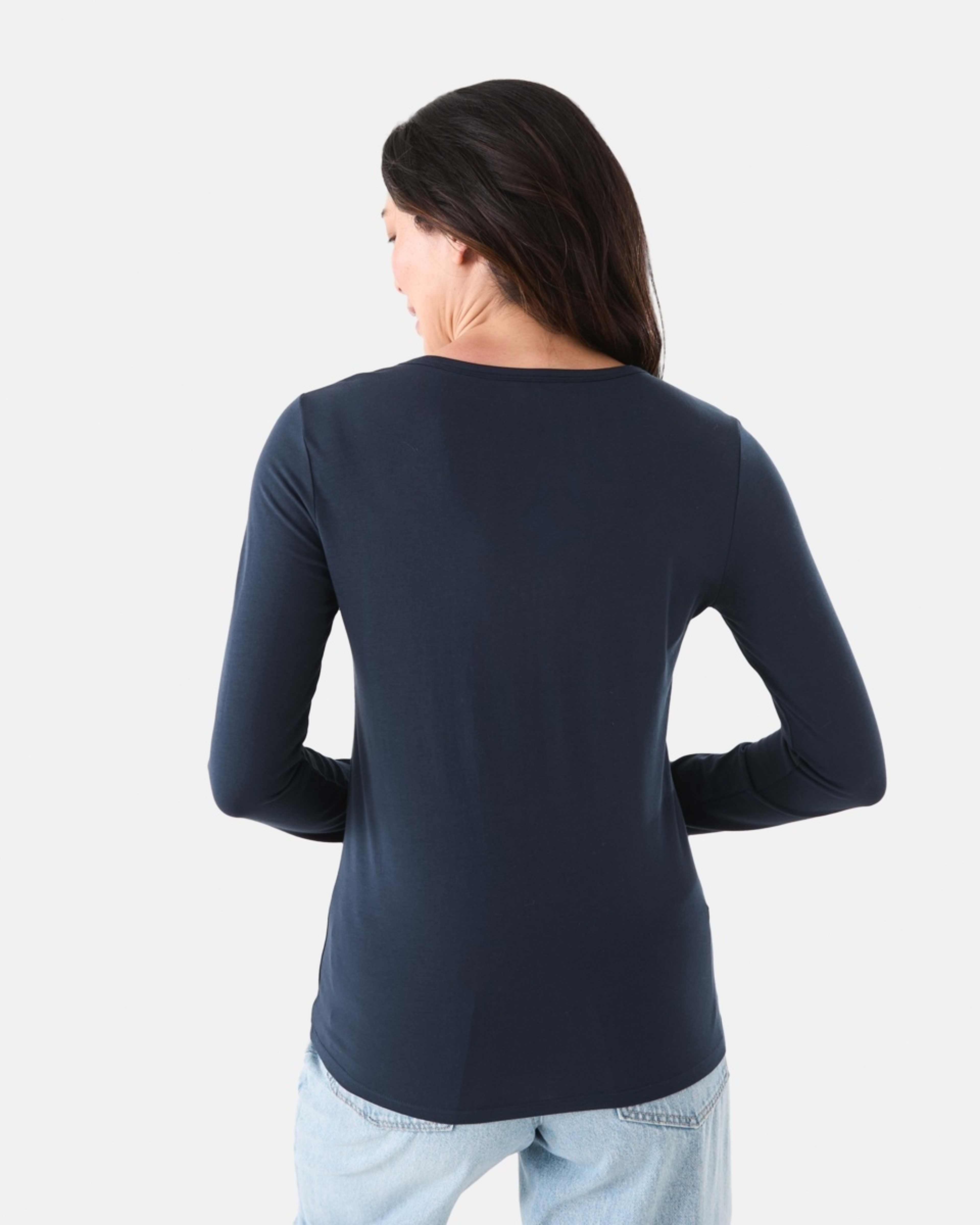 3 Long Sleeve Stretch V-Neck T-shirt Navy Blaze, 3 of 5
