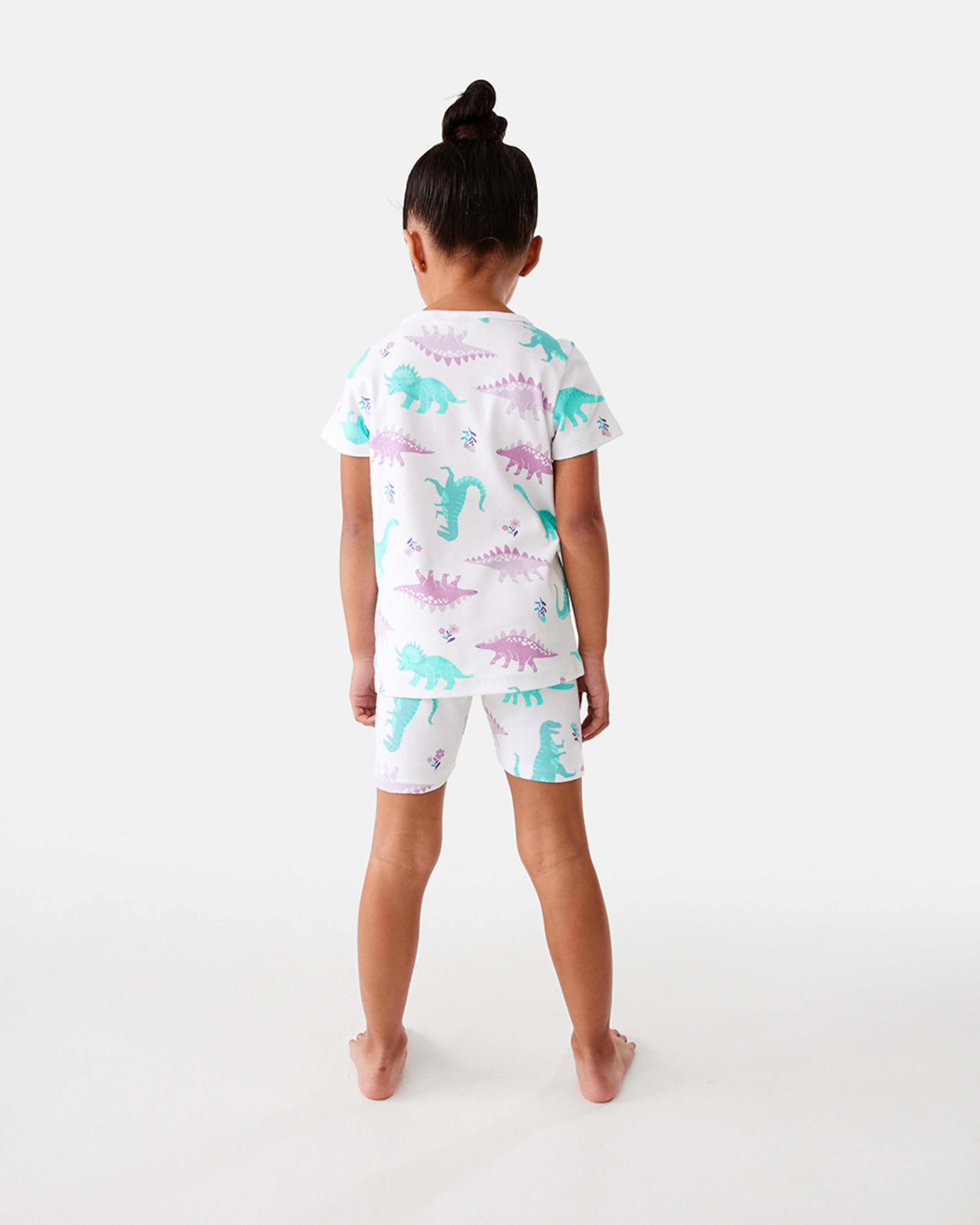 6 Short Sleeve Skinny Rib Knit Pyjama Set Whitedino, 6 of 10