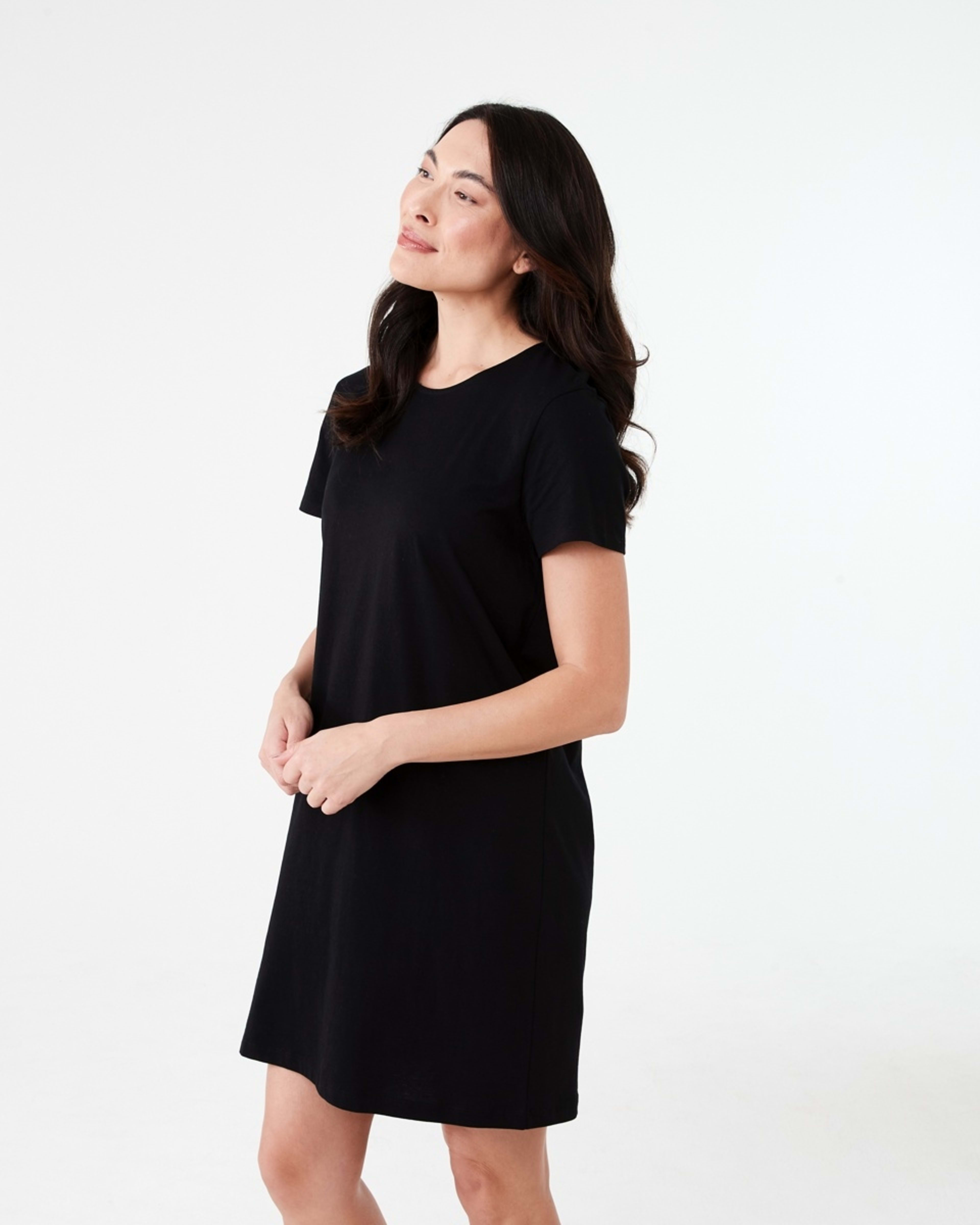2 Short Sleeve Relaxed T-shirt Mini Dress BLACK, 2 of 6