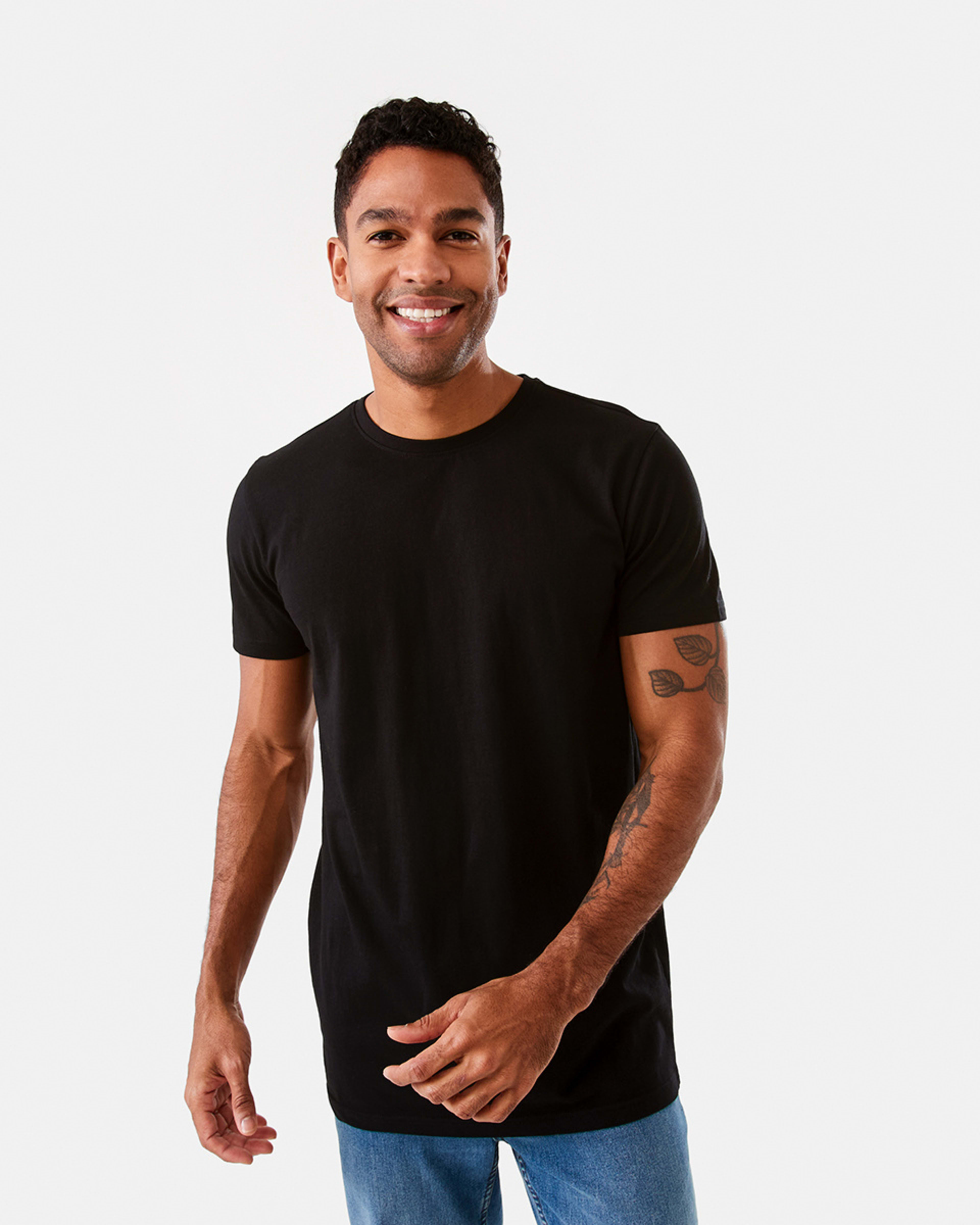 1 Australian Grown Cotton Longline T-shirt Black