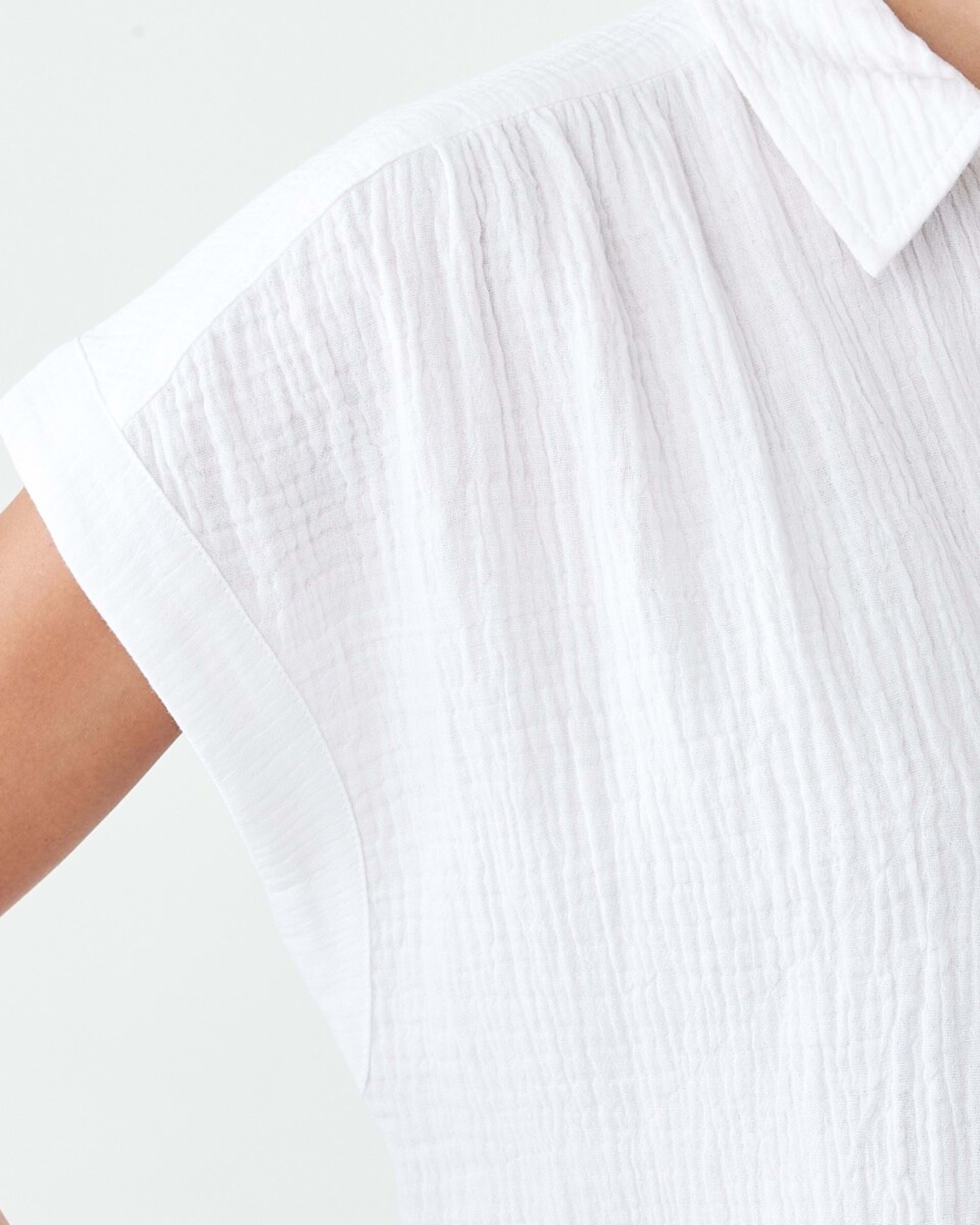 6 Short Sleeve Double Cloth Top White, 6 of 7