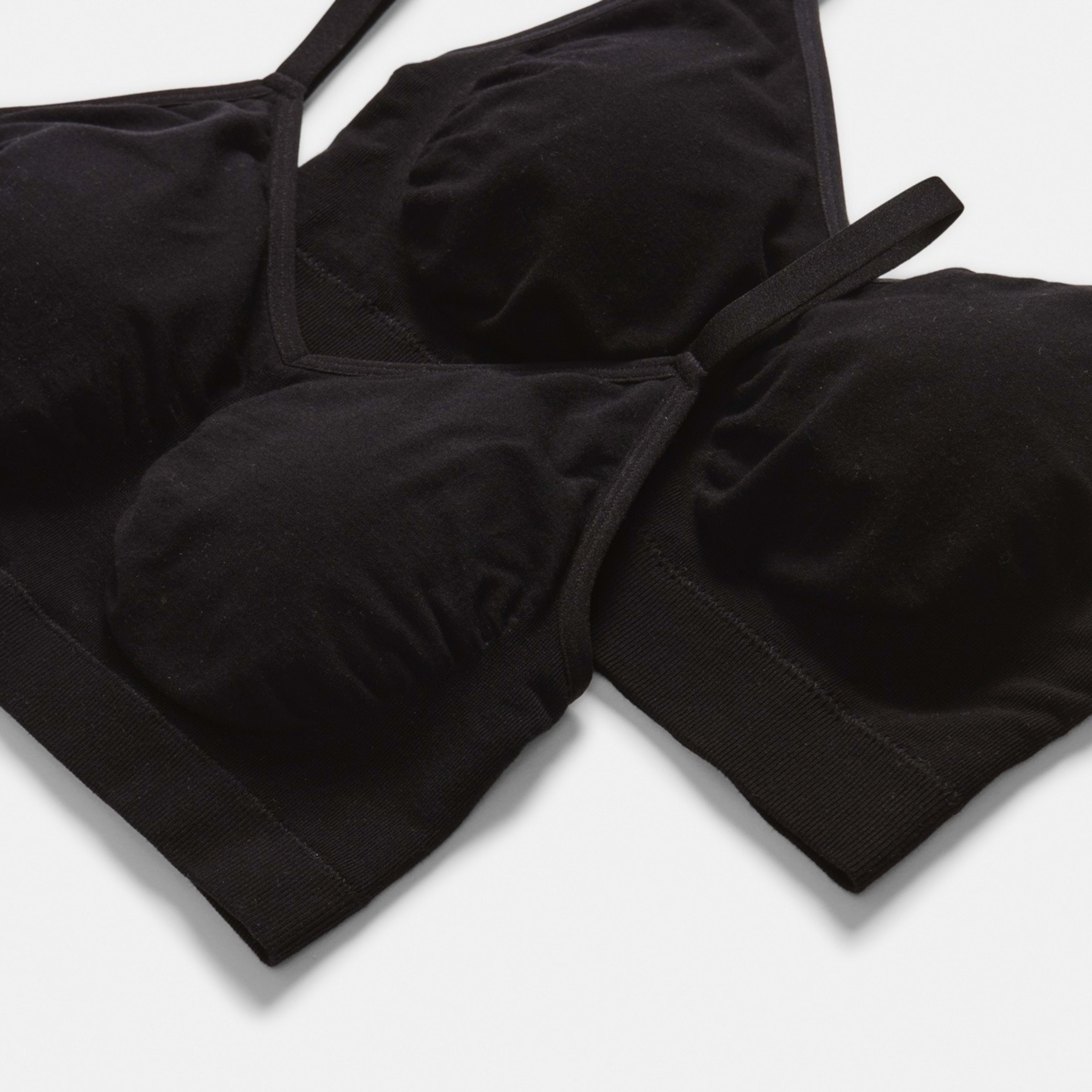 2 2 Pack Seamfree Wirefree Bamboo Crop Top Black, 2 of 9