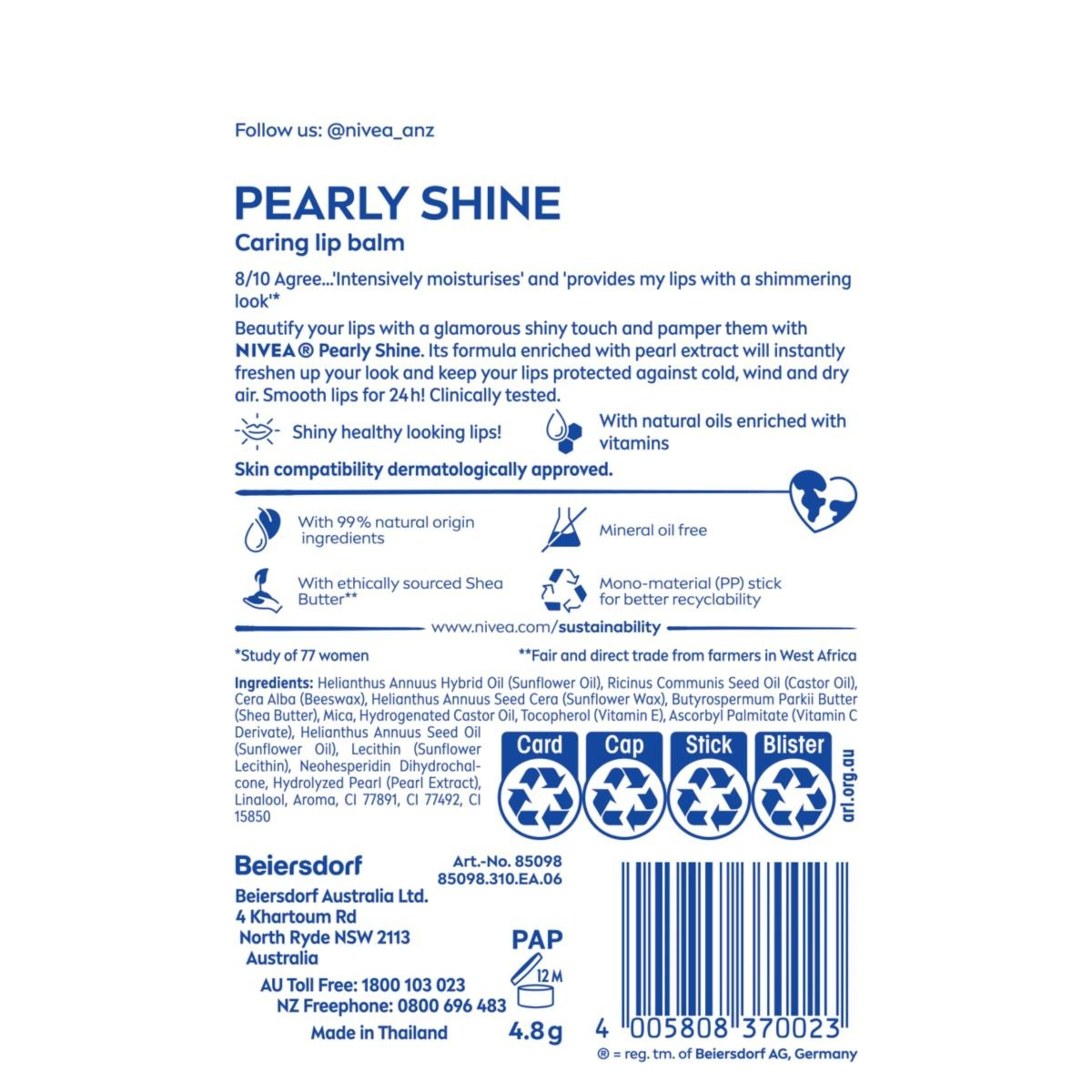 2 Pearly Shine Nivea Lip Balm 4.8g, 2 of 7