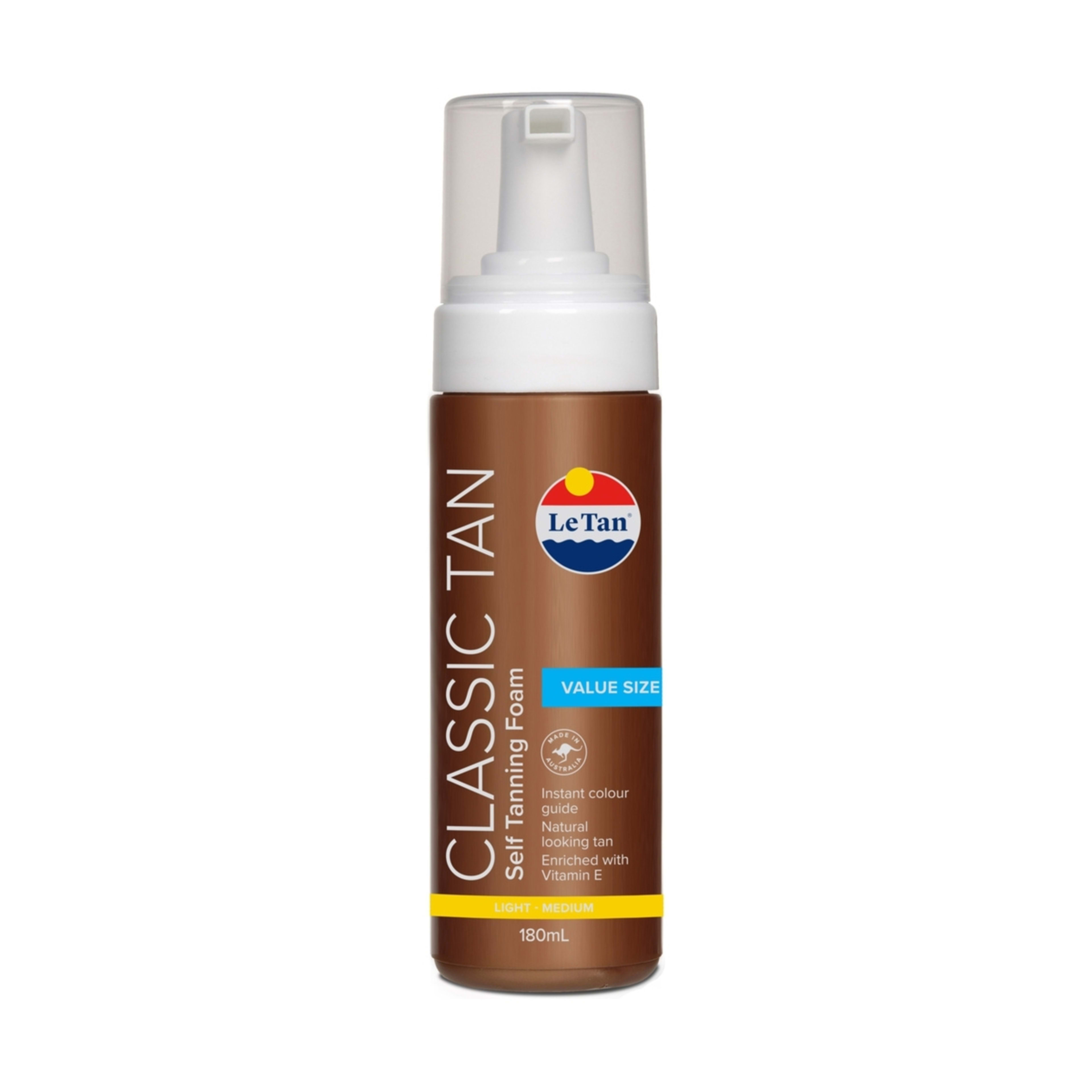 1 Le Tan Classic Tan Self Tanning Foam 180ml - Vitamin E, Light-Medium Brown