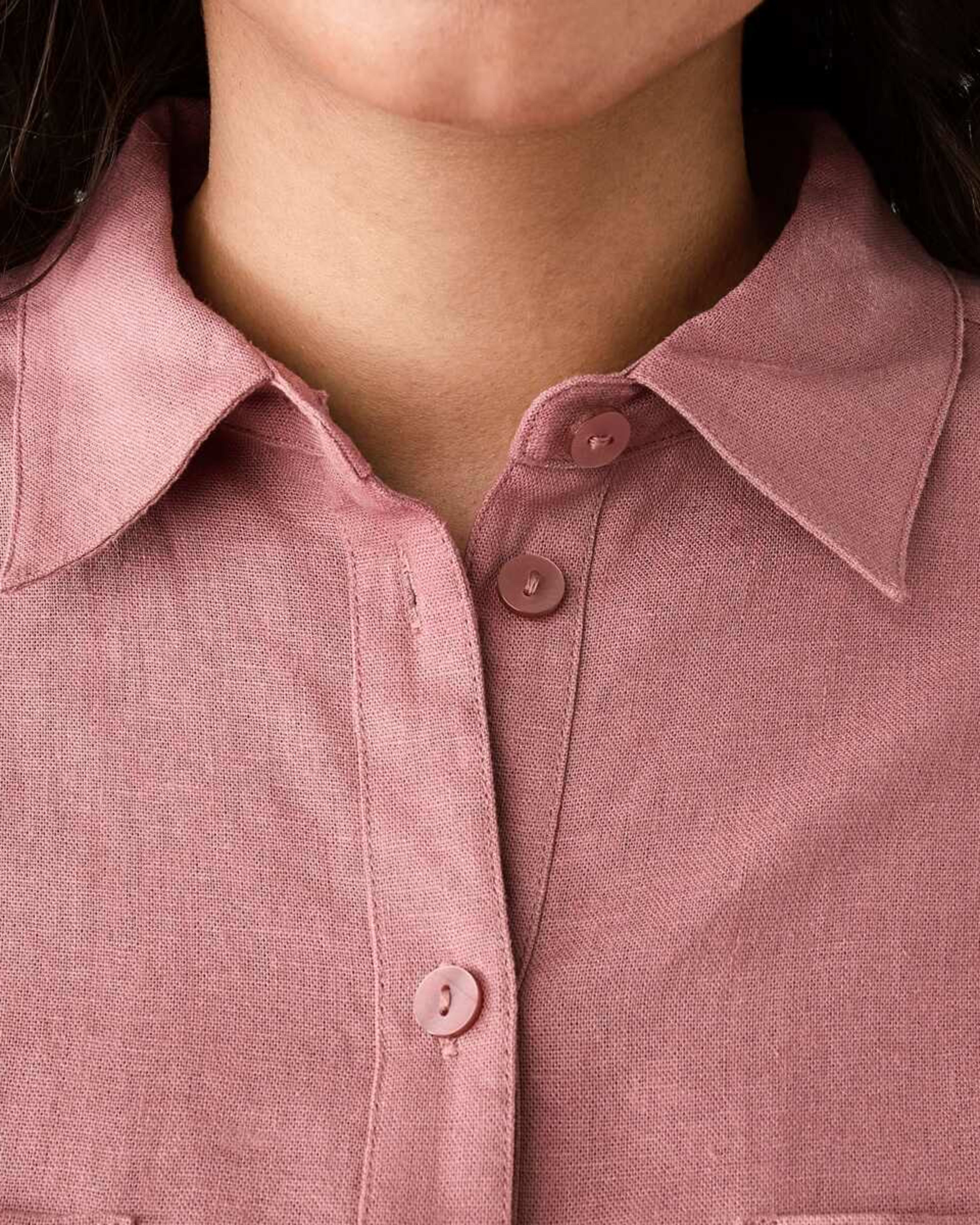 5 Long Sleeve Linen Blend Shirt Soft Red, 5 of 8