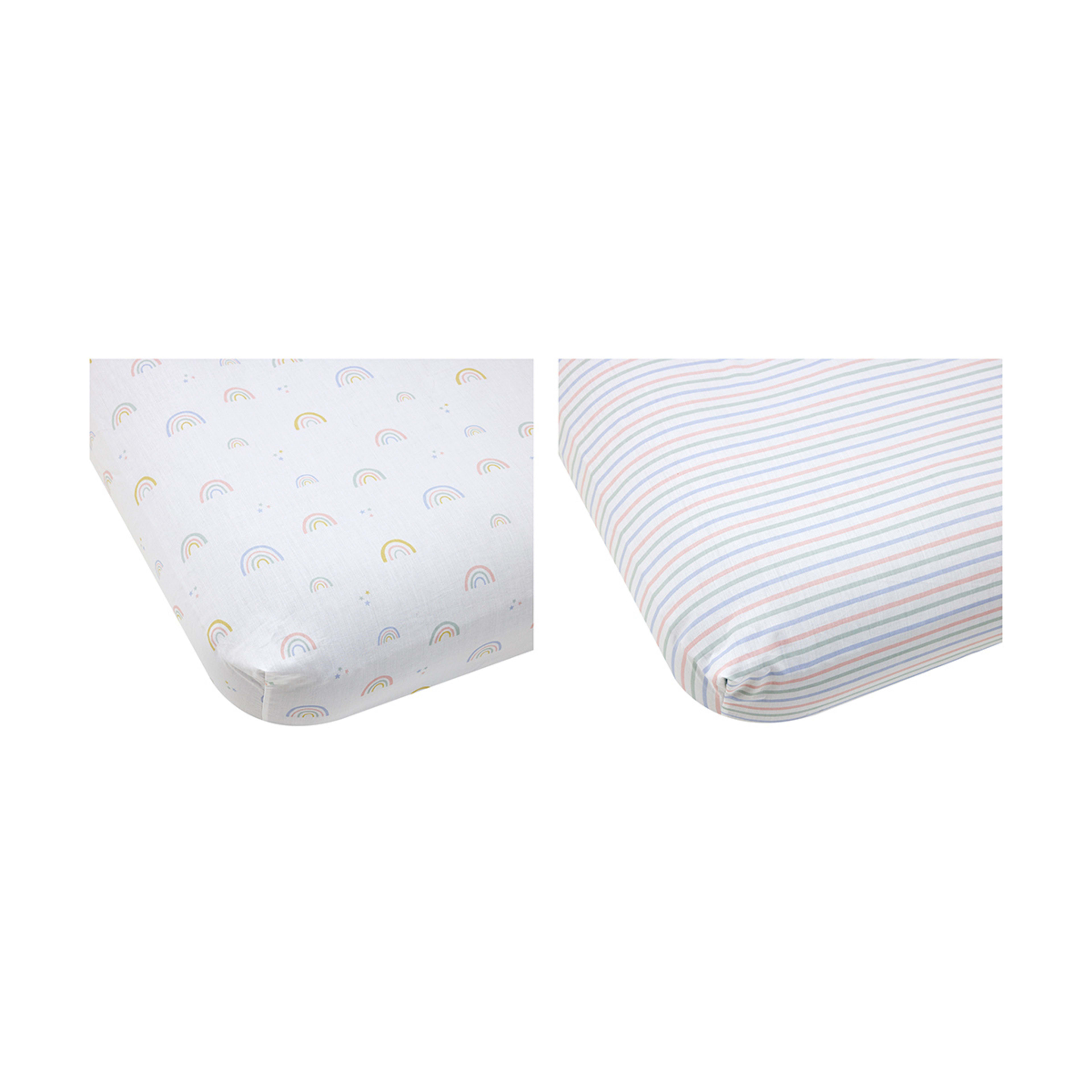 2 Pack Organic Cotton Fitted Cot Sheets Rainbow Kmart