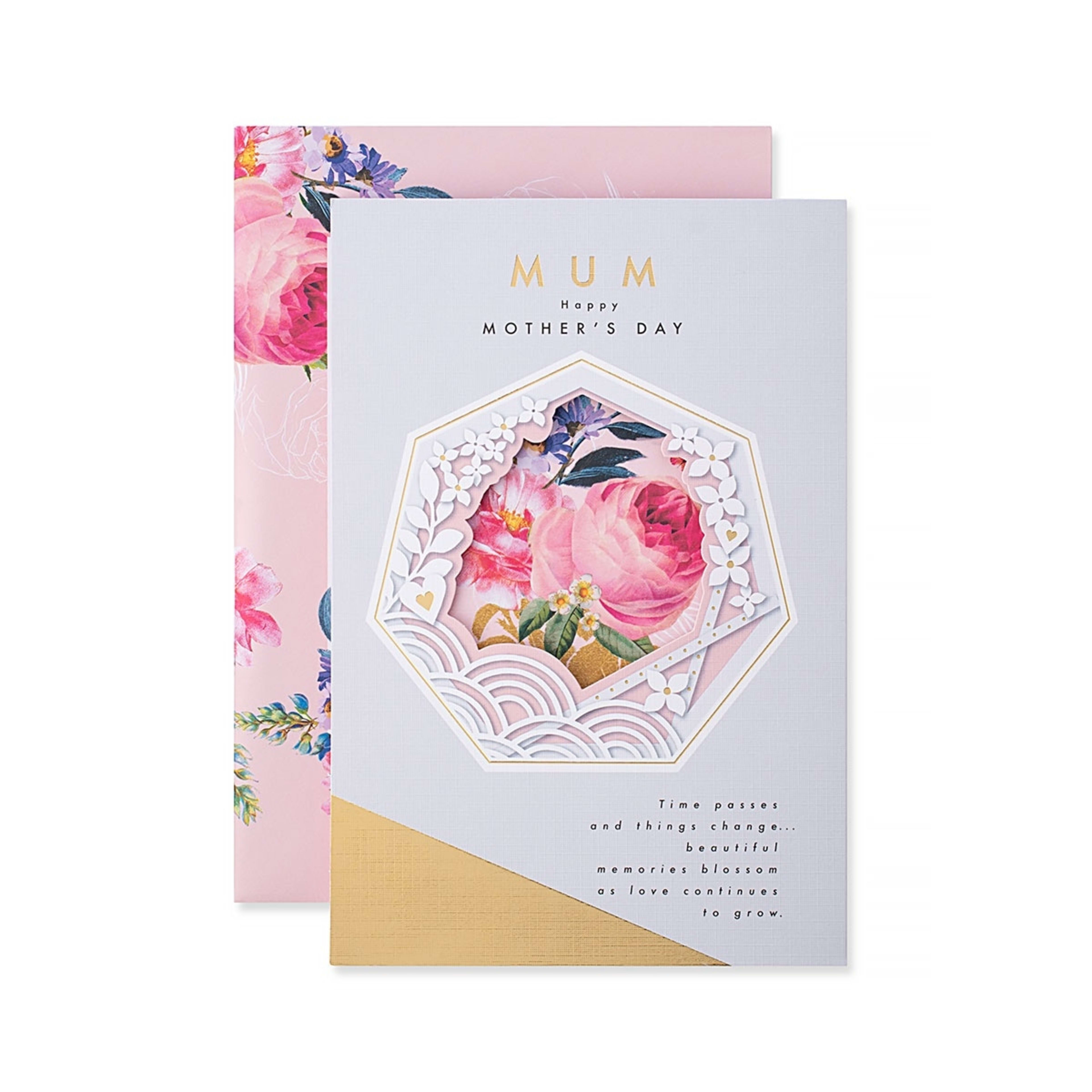 1 Hallmark Mother's Day Card - Mum Happy Mother's Day. Time Passes and Things Change… Beautiful Memories Blossom as Love Continues to Grow