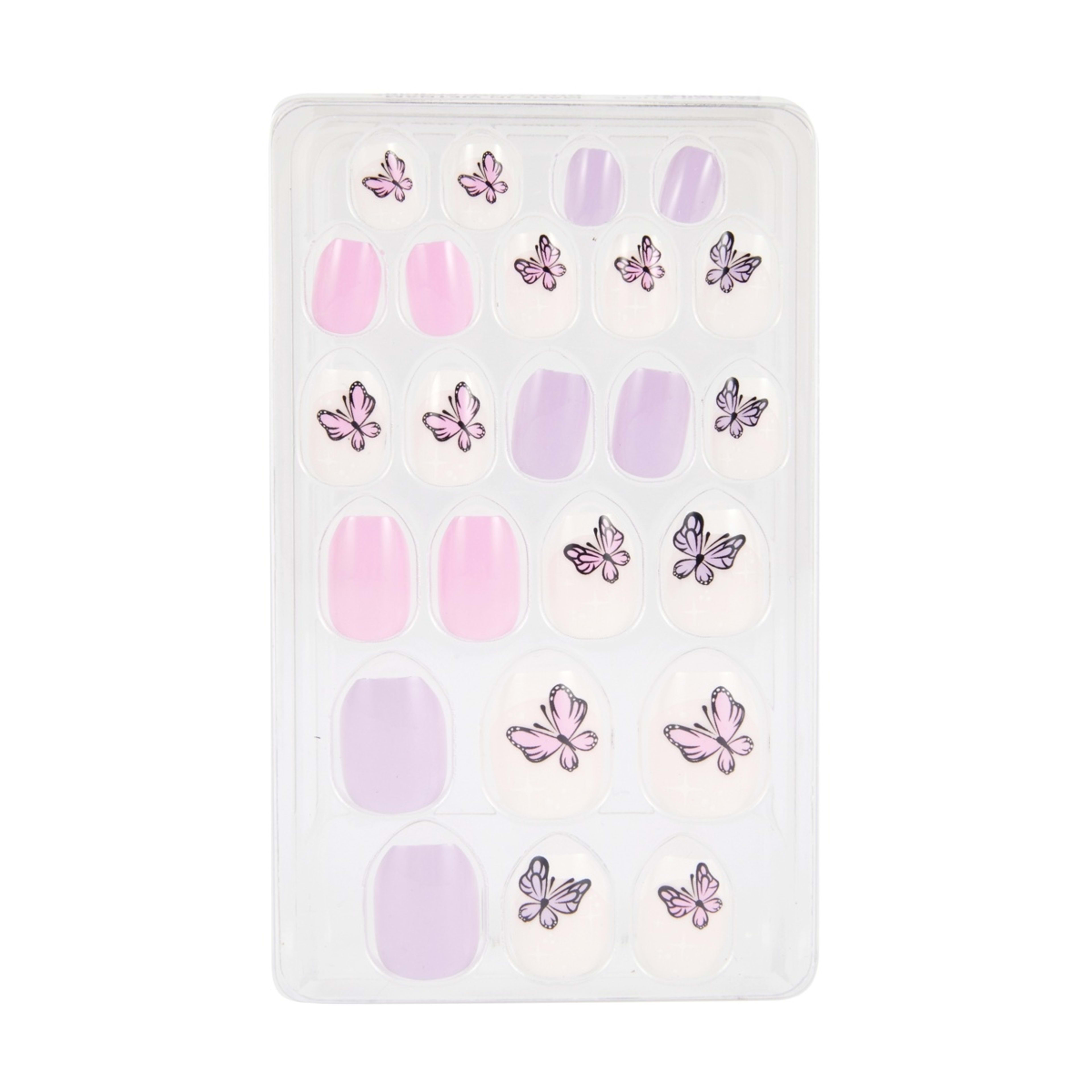3 OXX Junior 24 Pack Kids Pre-Glued Stick-On Nails - Butterflies, 3 of 5
