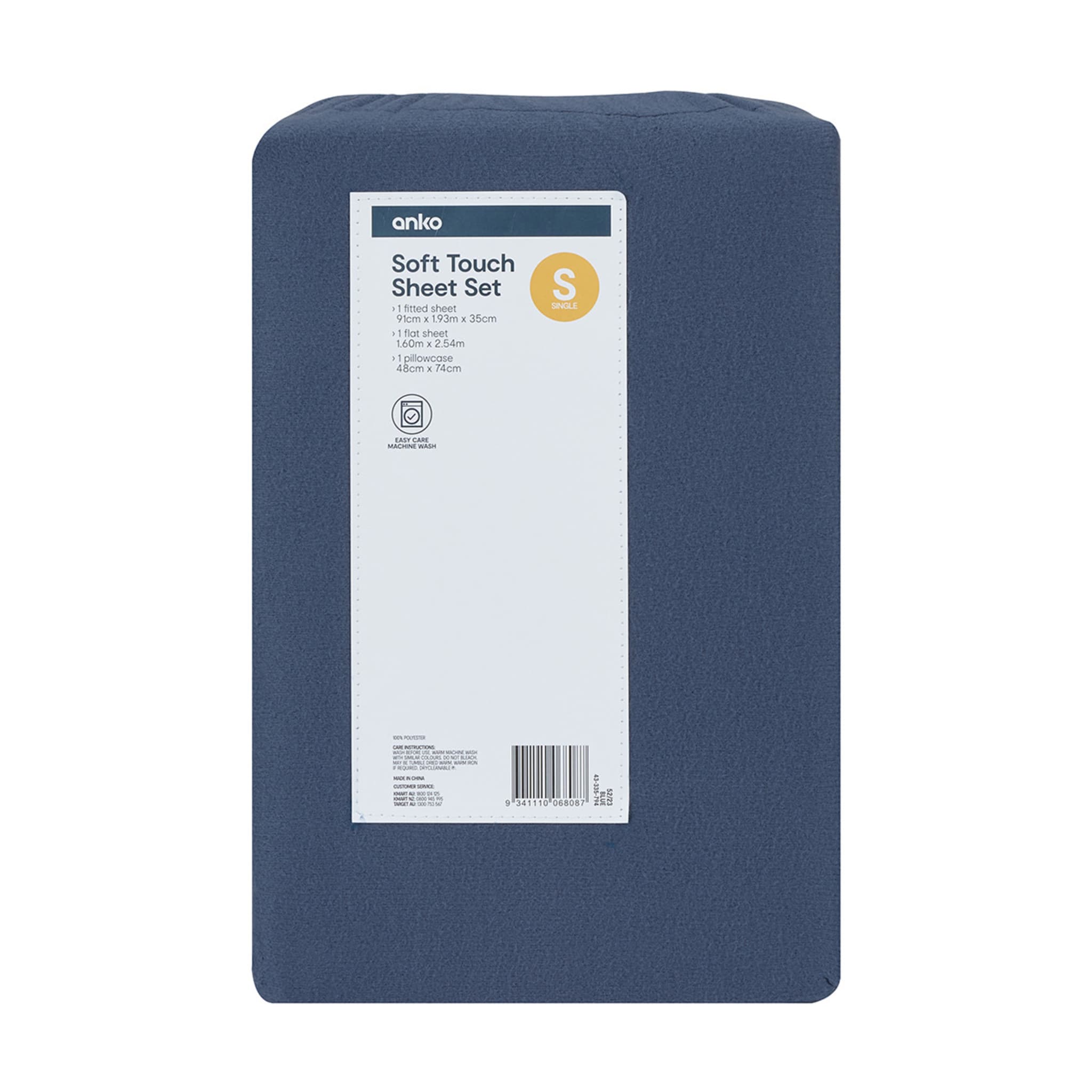 Soft Touch Sheet Set Single Bed, Blue Kmart