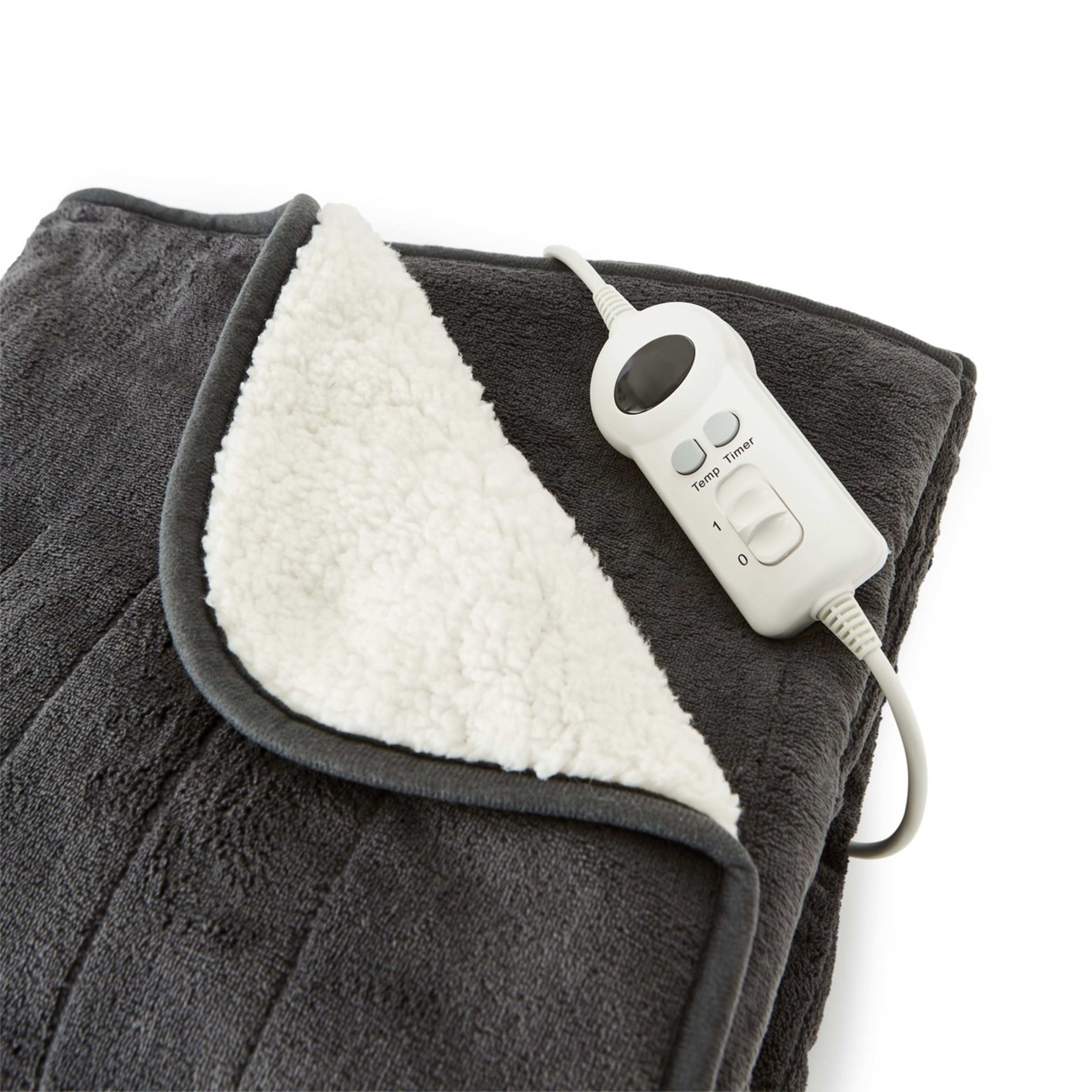 Sherpa Heated Throw Grey Kmart