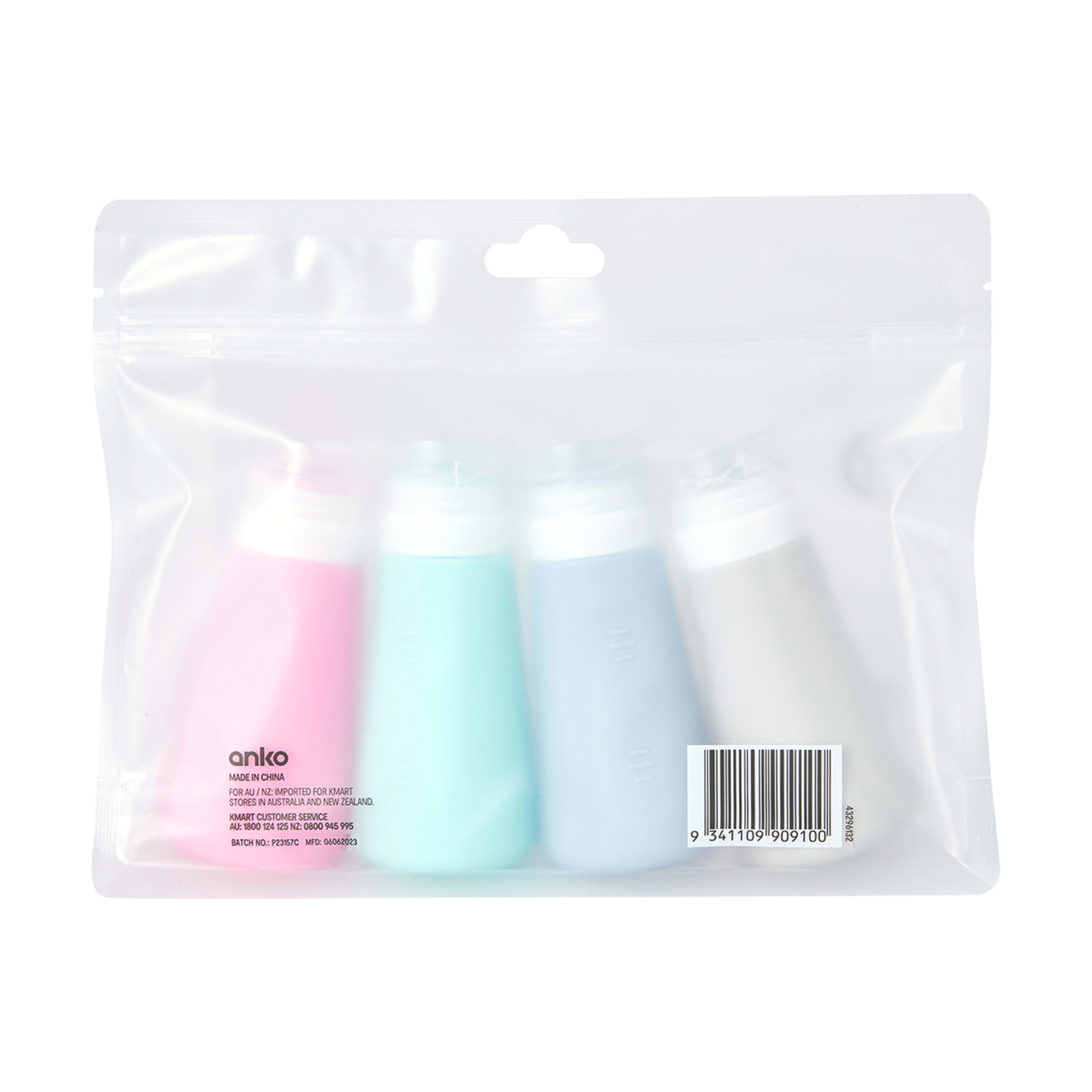 4 Pack Travel Solutions Silicone Bottles Kmart