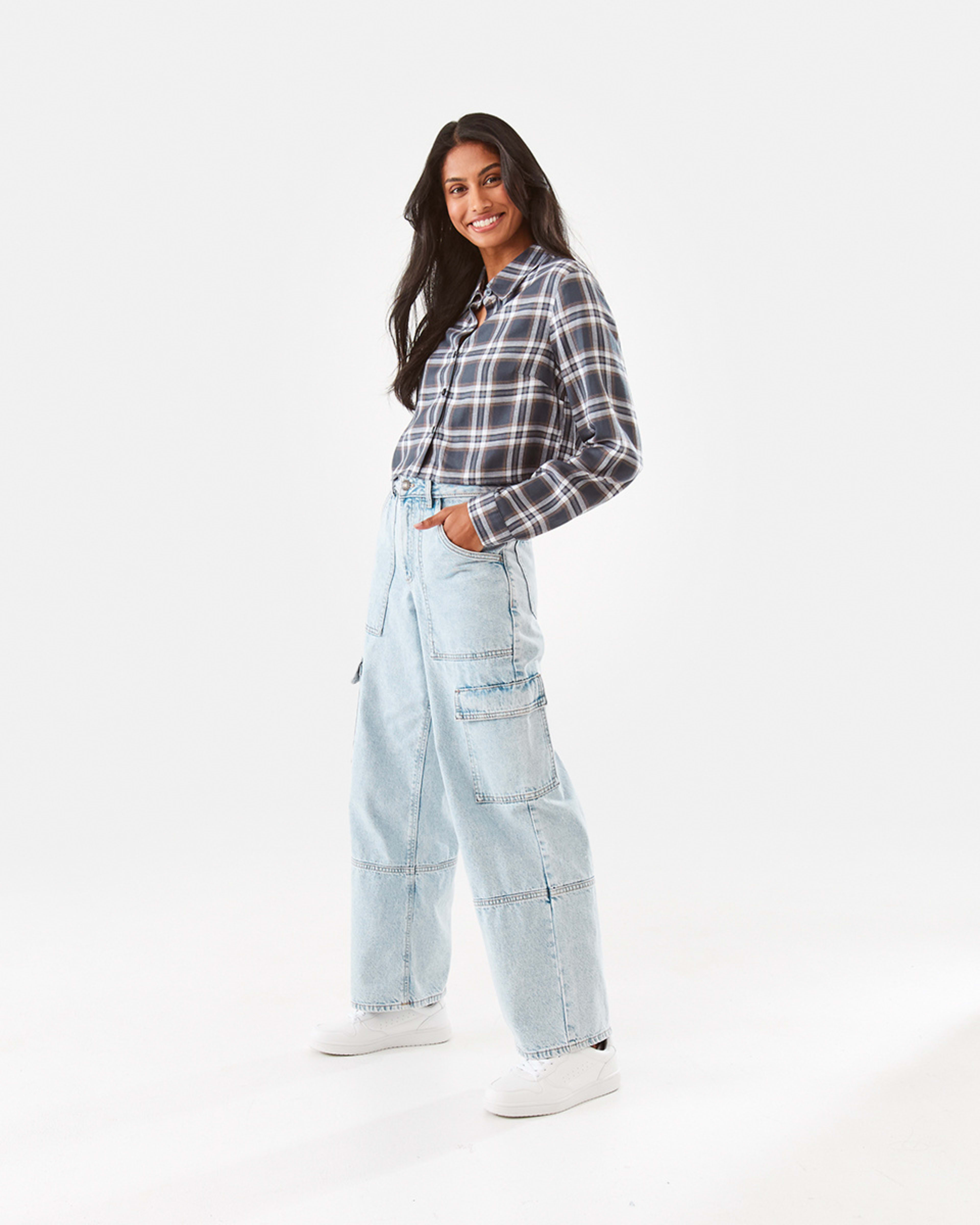 6 Long Sleeve Crop Check Shirt Check, 6 of 10