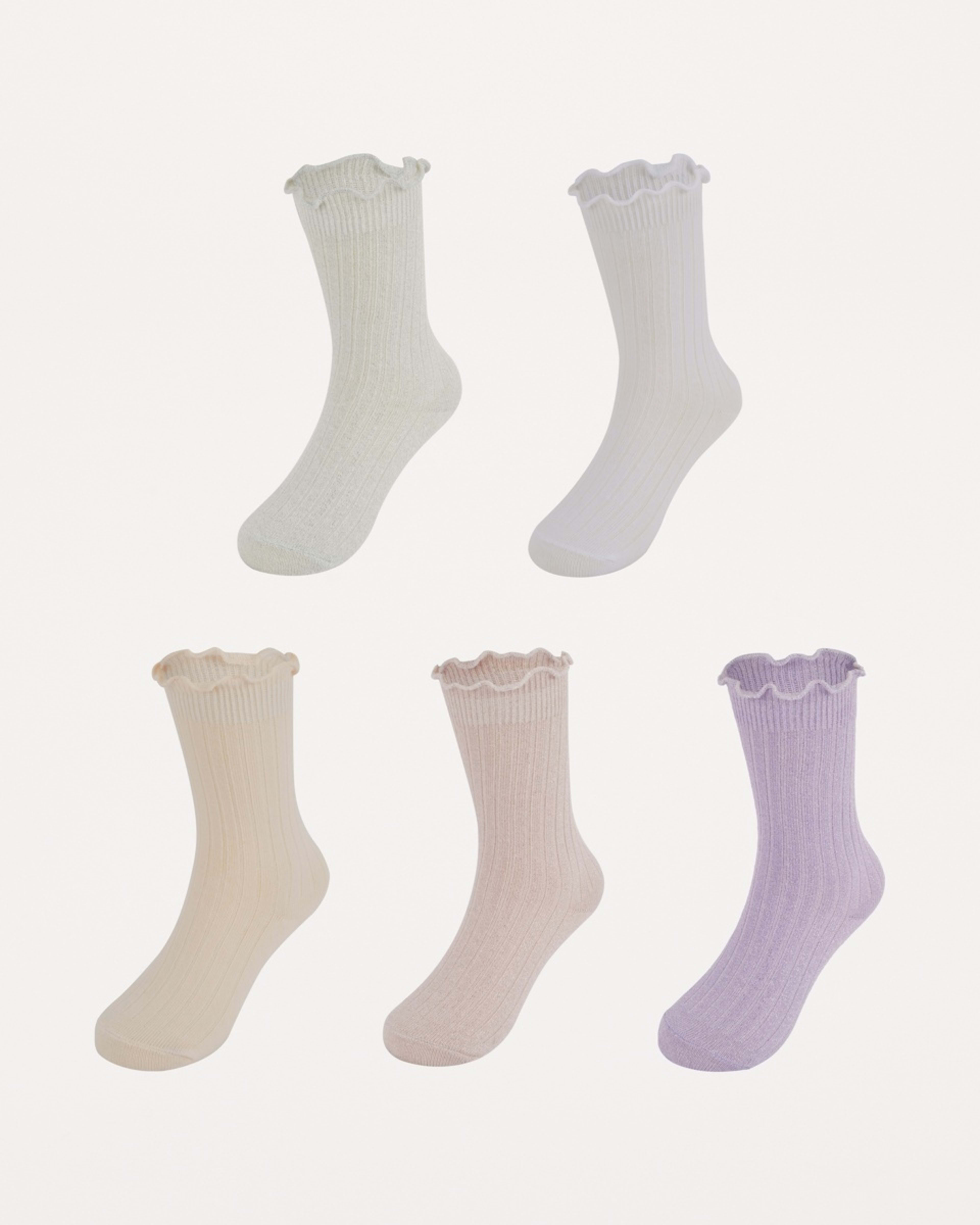 1 5 Pack Crew Socks Solid 5 Pack Crew Pastel Lilac, 1 of 3