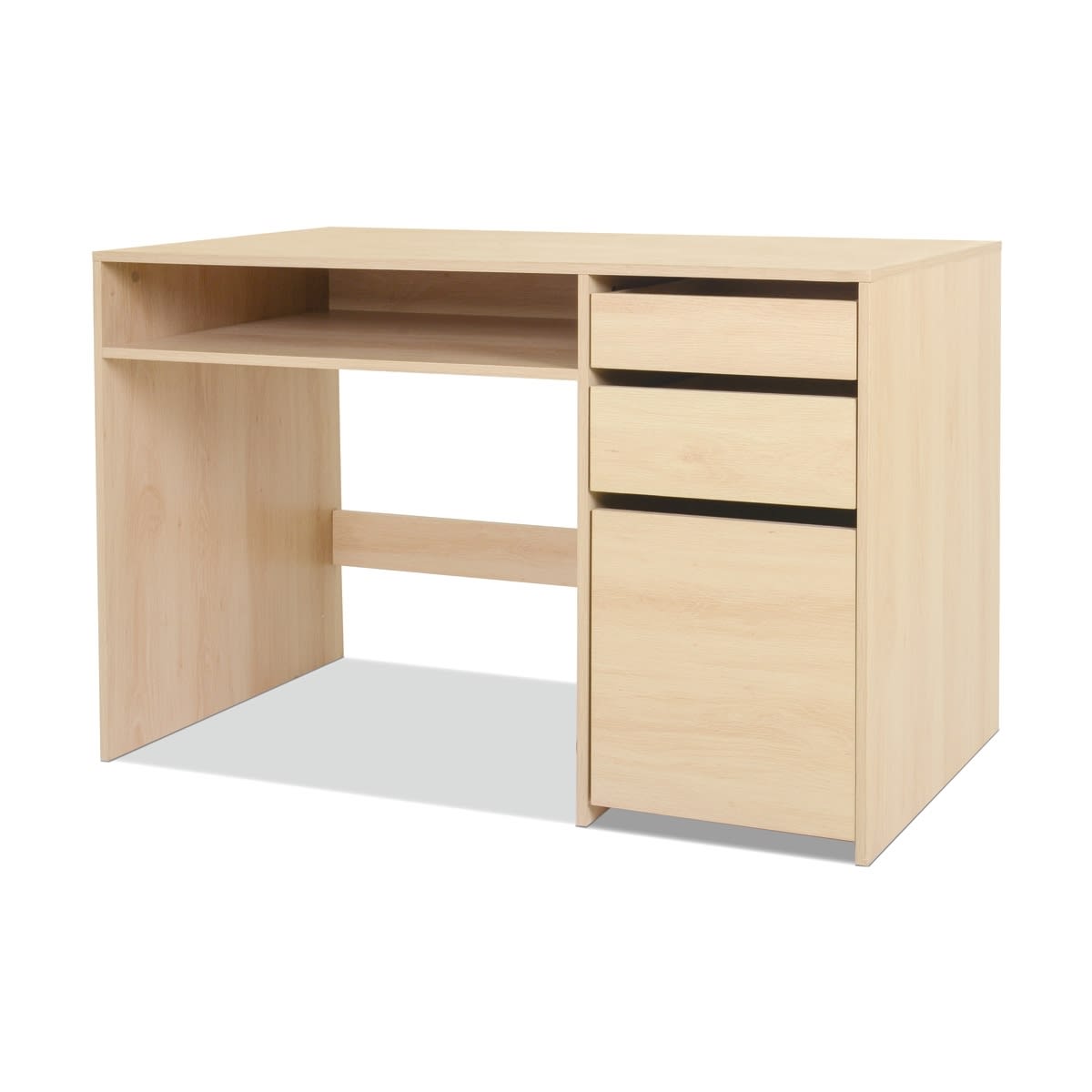 oak look desk with storage