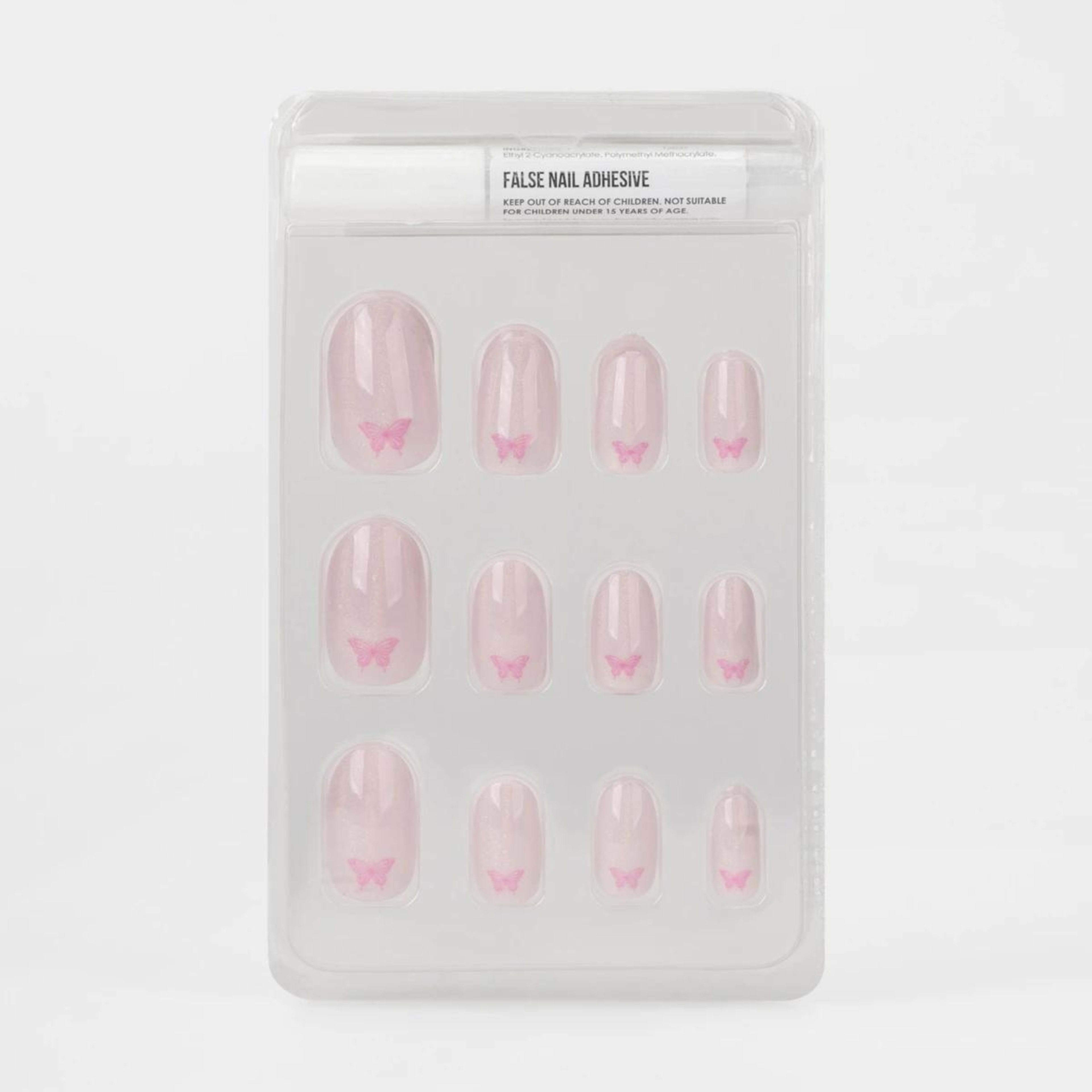 3 OXX Cosmetics 24 Pack False Nails with Adhesive - Oval Shape, Butterfly Shimmer, 3 of 5
