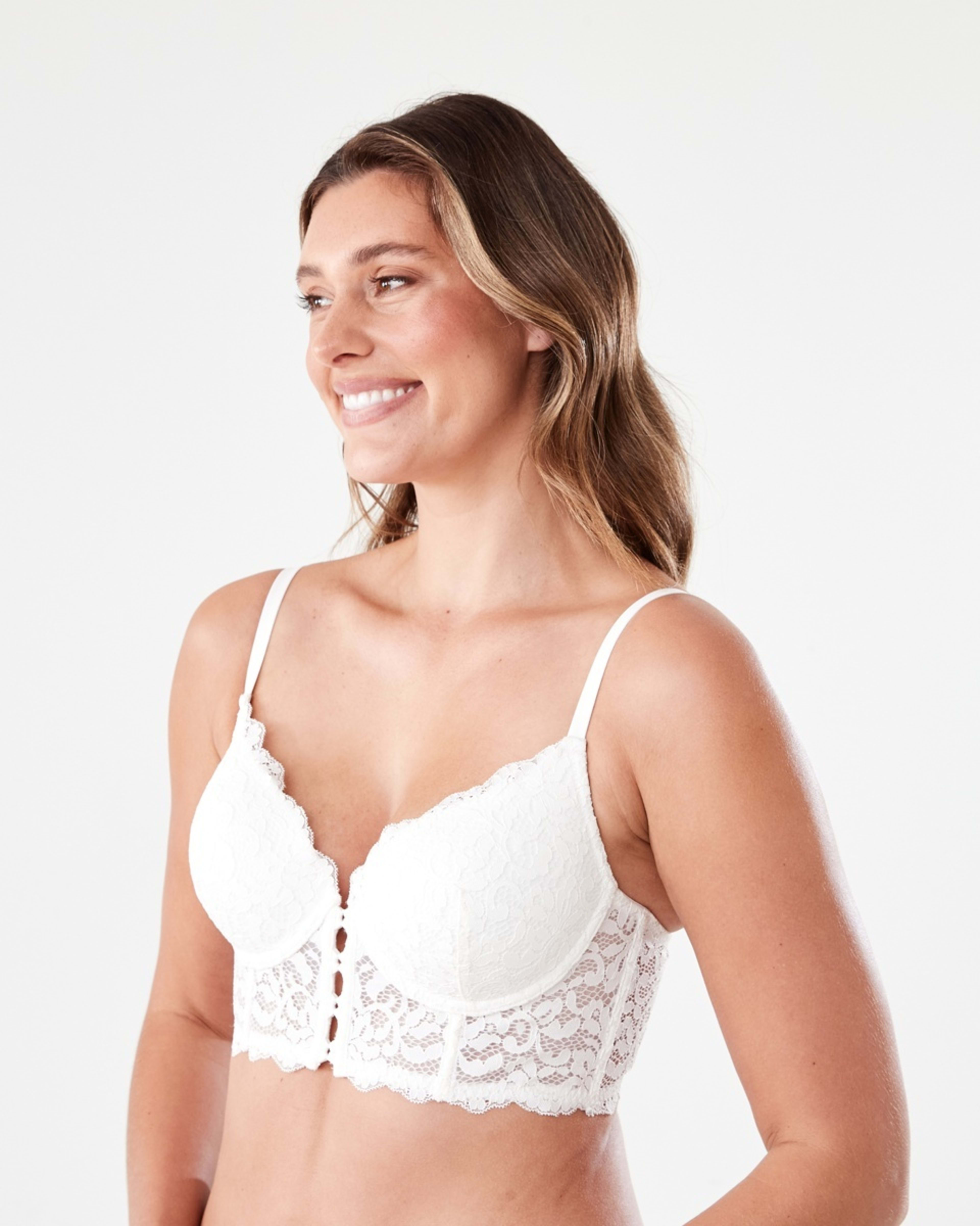 2 Co-ordinated Lace Push-Up Corset Bra OFF WHITE, 2 of 6