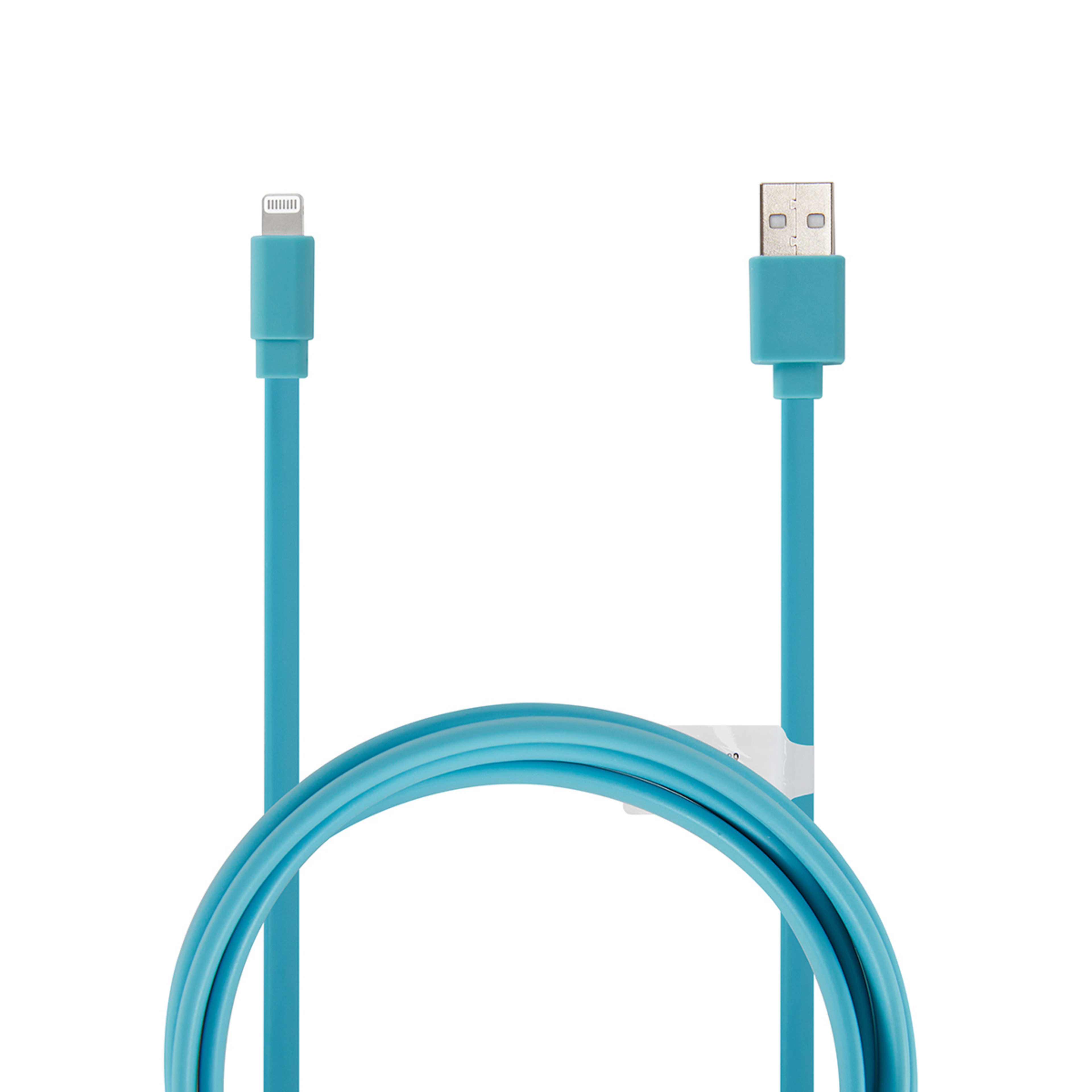 Lightning Cable 1m Noodle Aqua Kmart