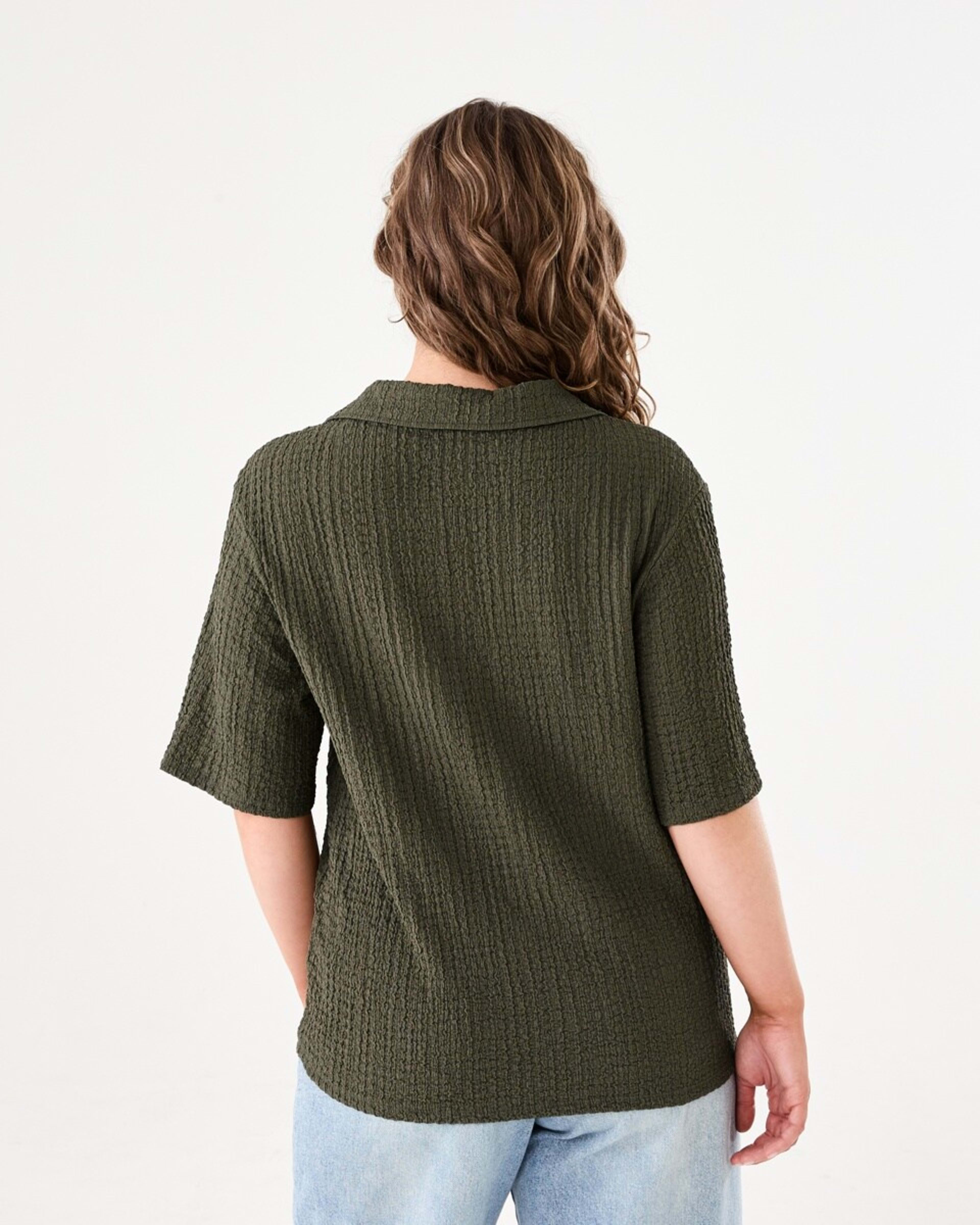 3 Short Sleeve Textured Polo Top BURNT OLIVE, 3 of 6