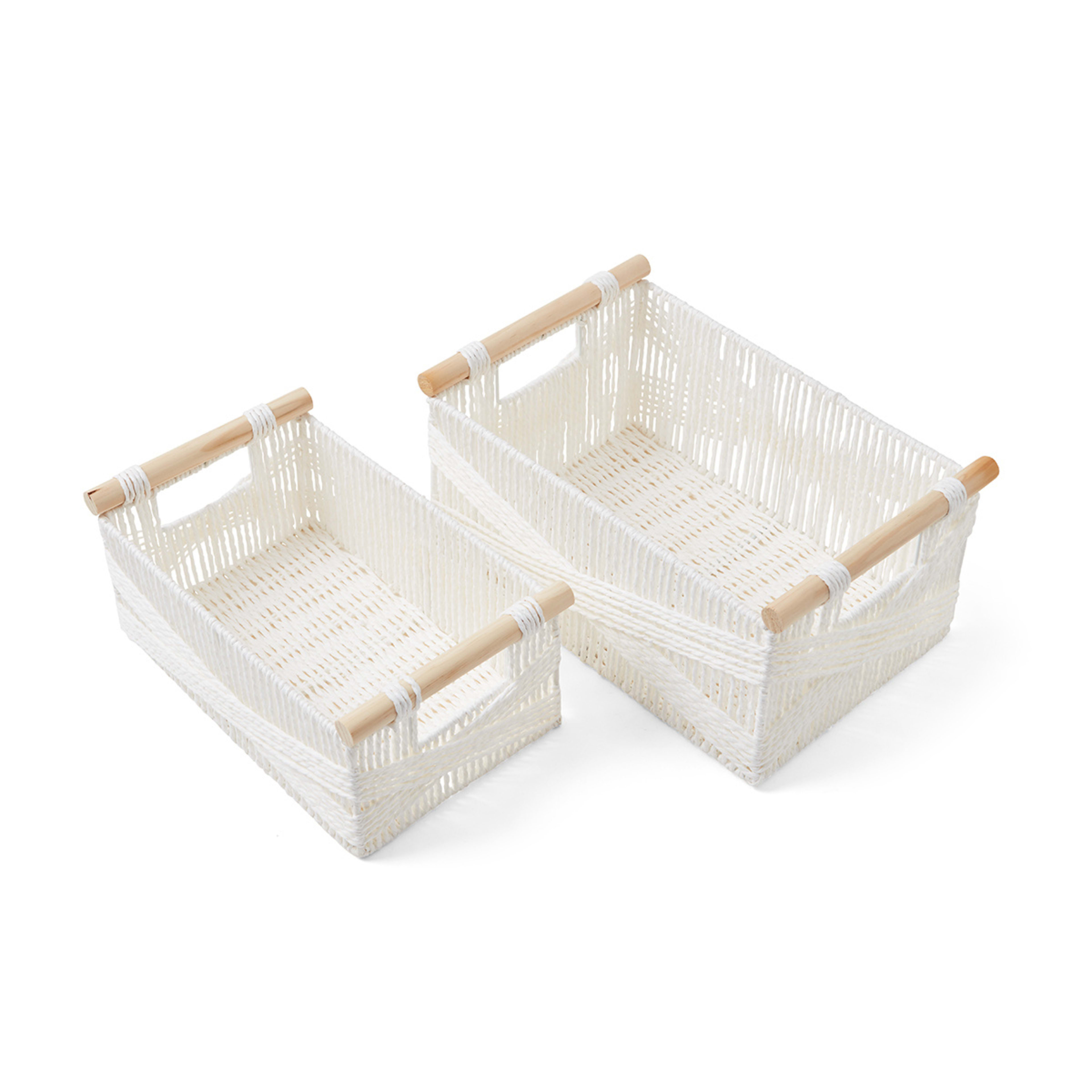 Set of 2 Rectangle Baskets White Kmart