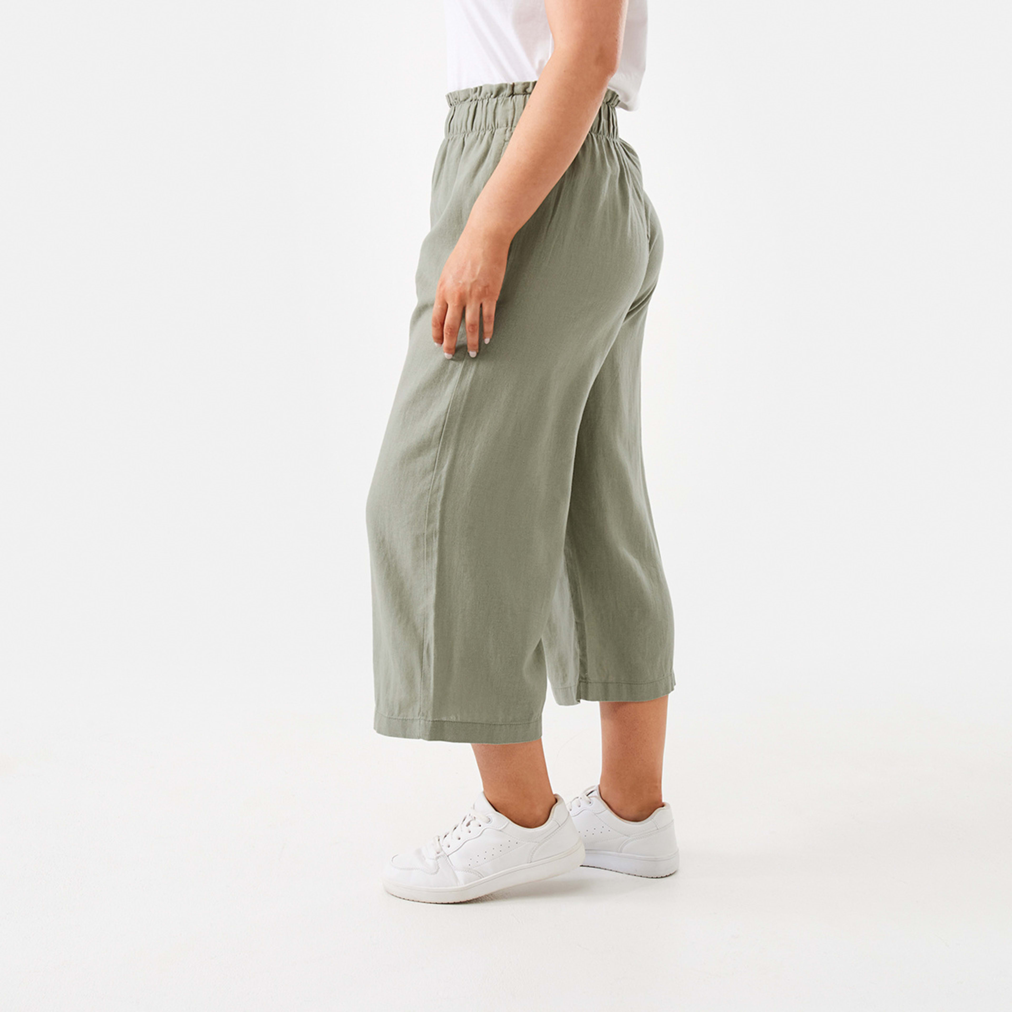 2 Linen Blend Culotte Soft Khaki, 2 of 5