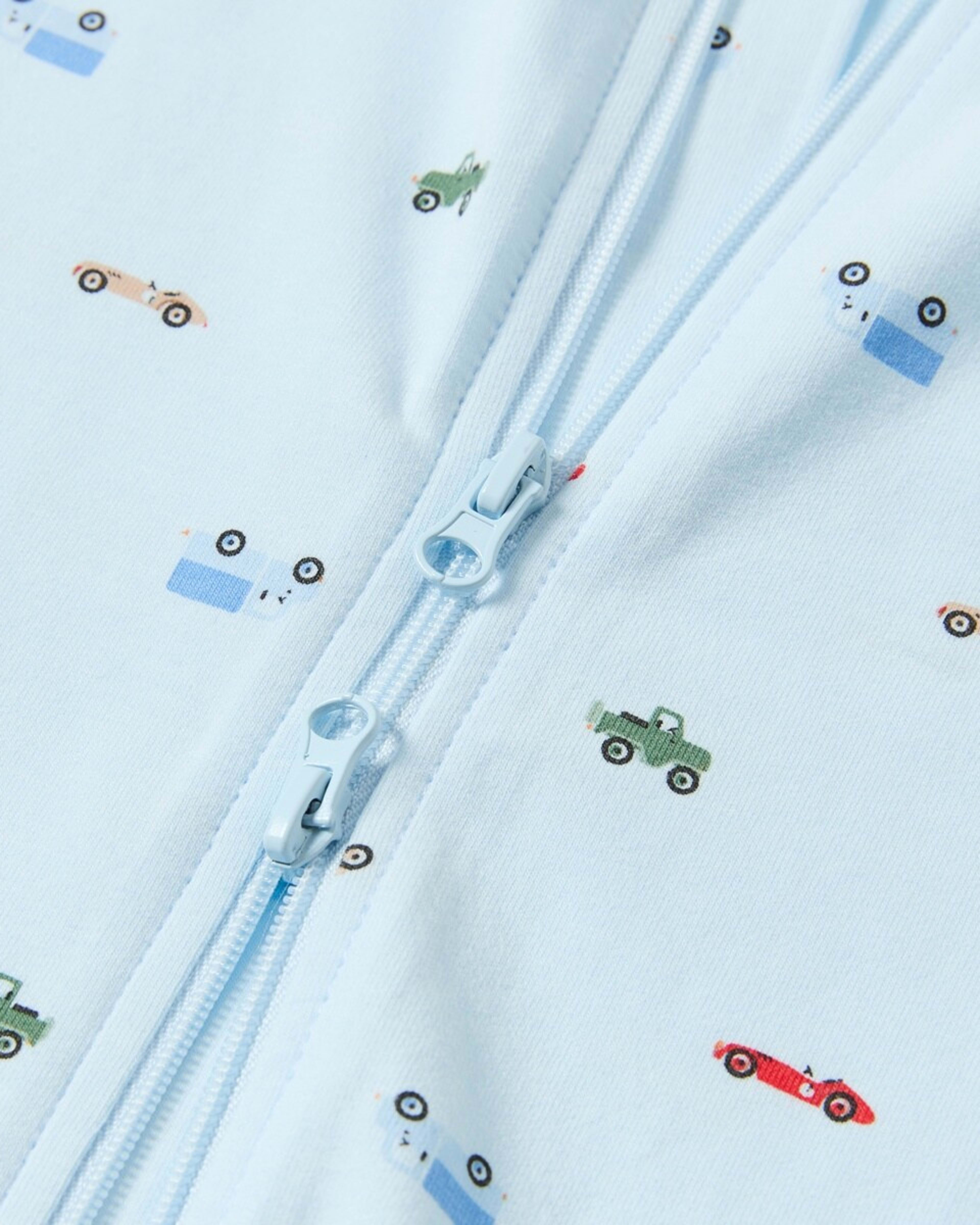 4 Short Sleeve Zip Romper BLUE VEHICLES, 4 of 4