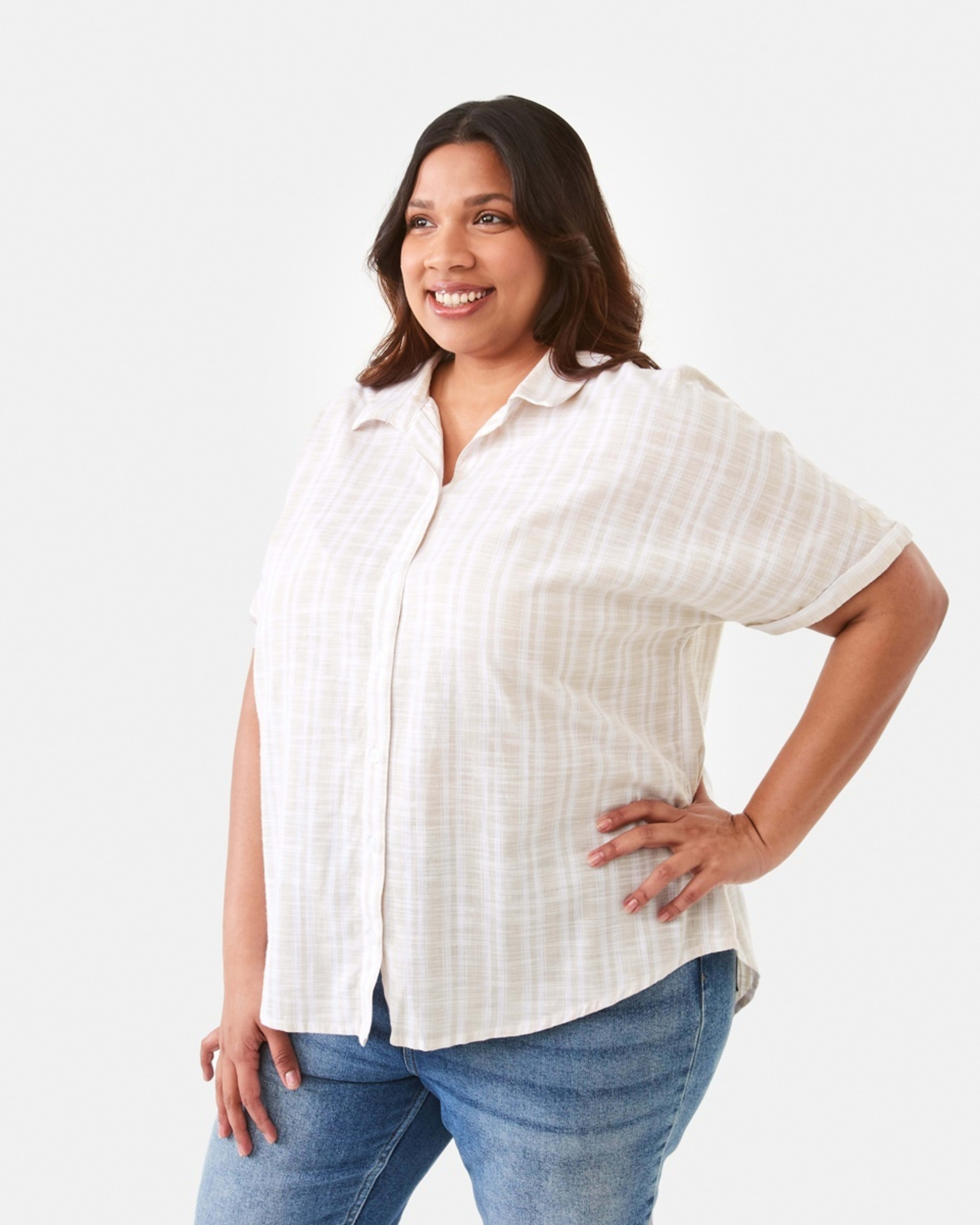 2 Curve Short Sleeve Relaxed Shirt Kate Str N, 2 of 6