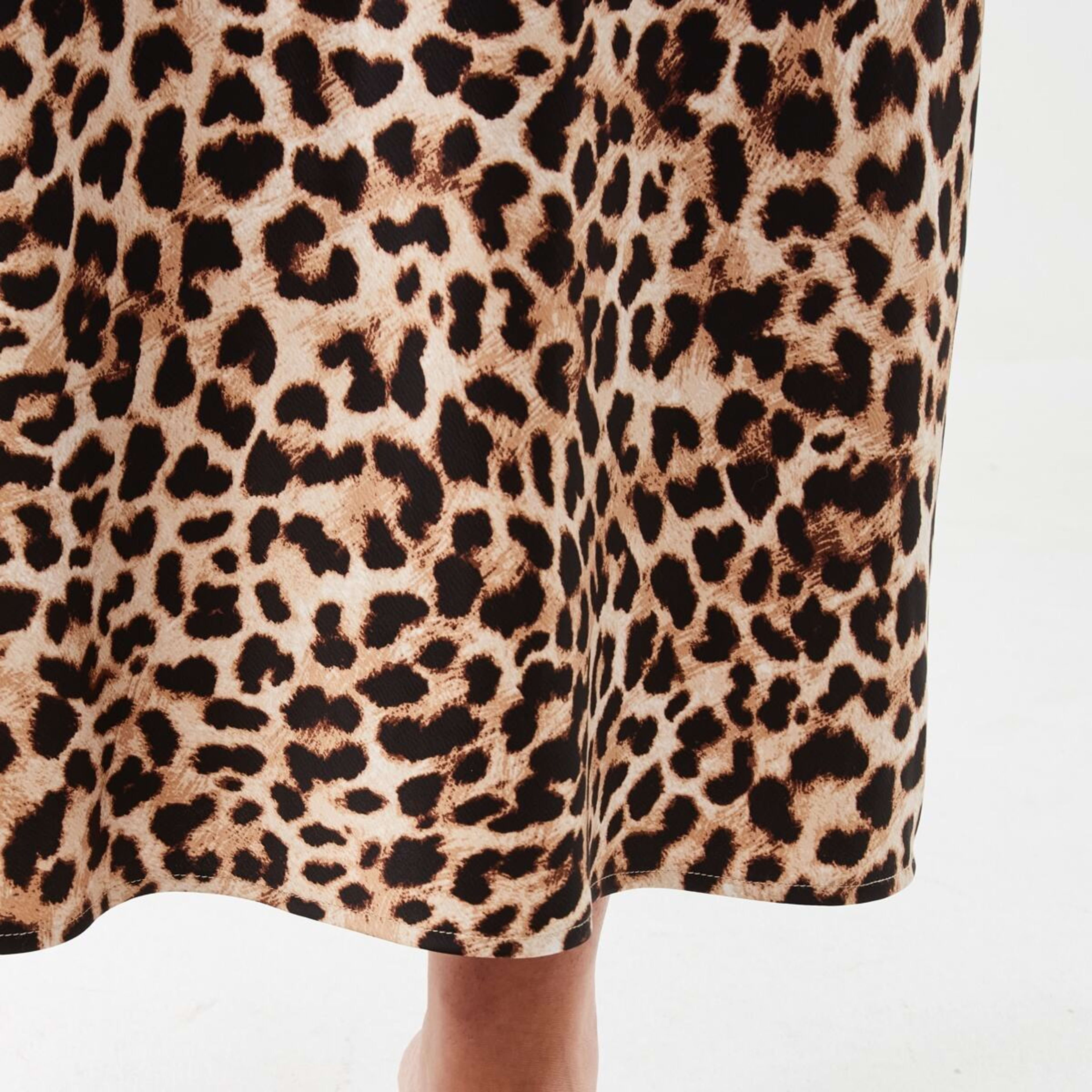 6 Satin Slip Maxi Skirt Leopard Brown Coco, 6 of 8