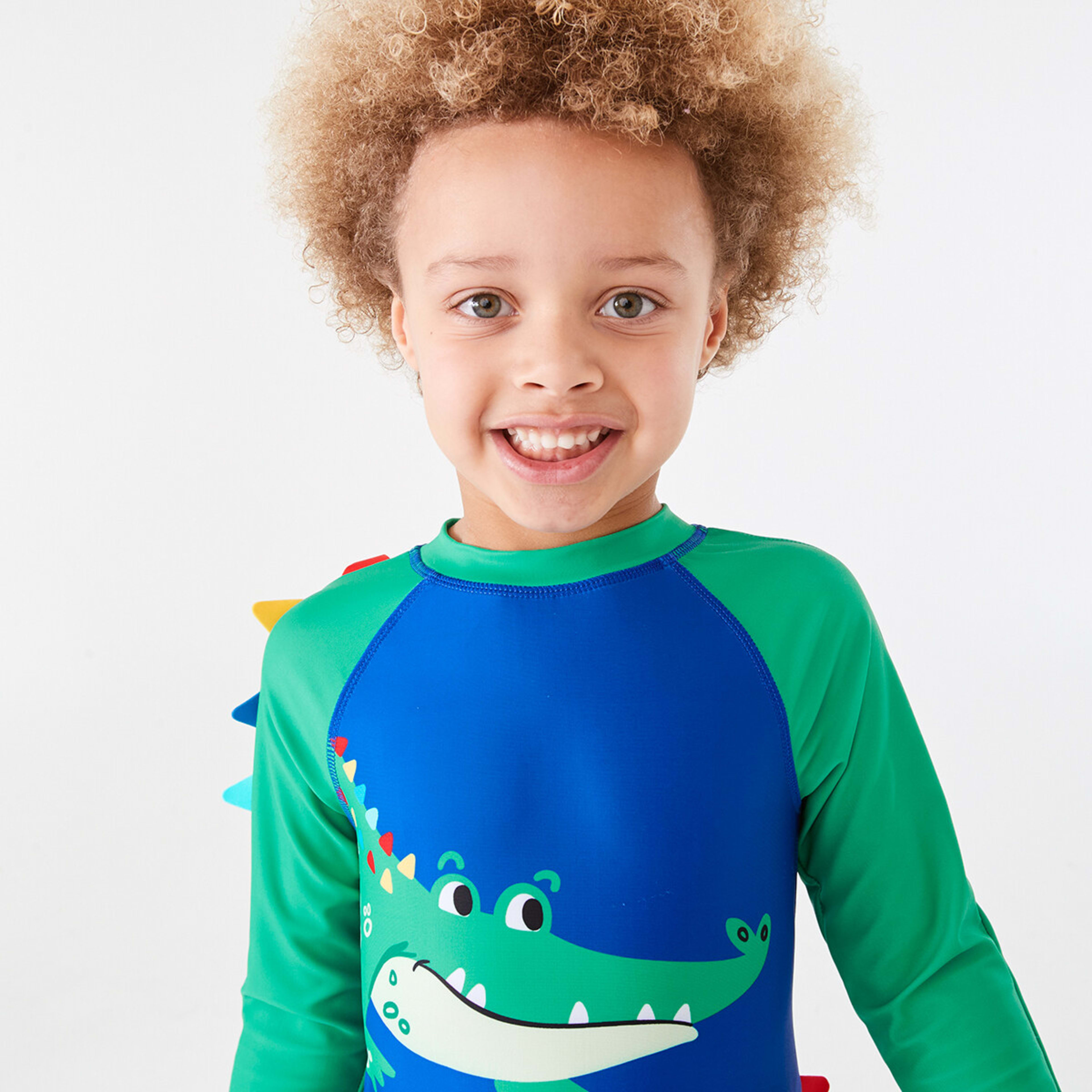 3 Long Sleeve Novelty Swimsuit Blue Croc, 3 of 10