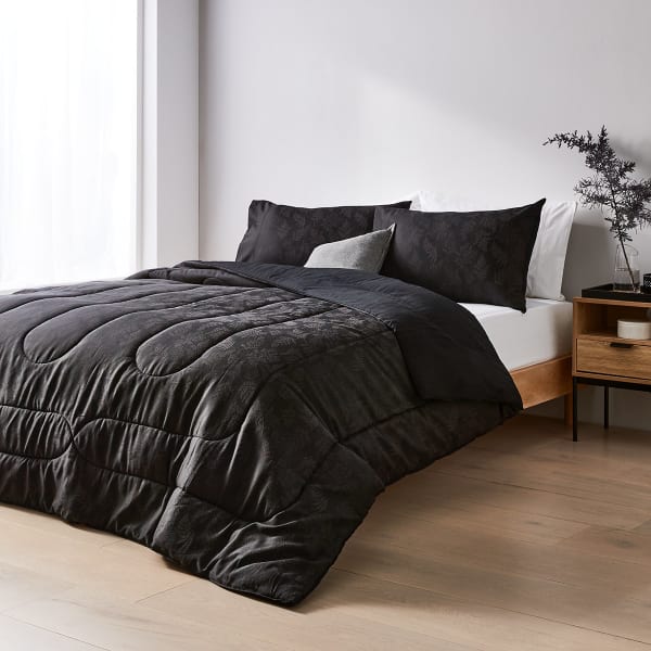 Clarissa Jacquard Comforter Set - King Bed, Charcoal