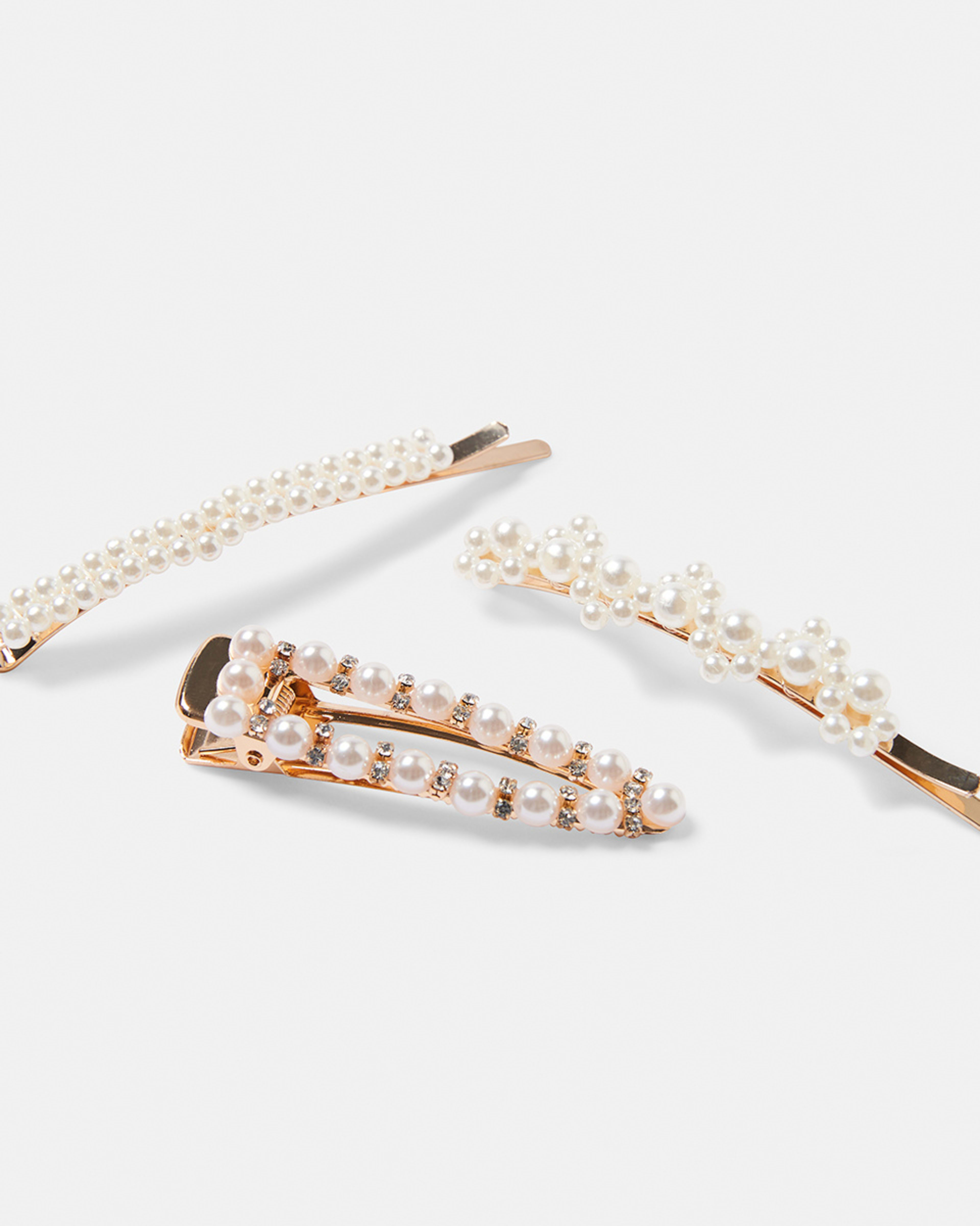 3 Pack Faux Pearl Gold Tone Hair Clips Kmart