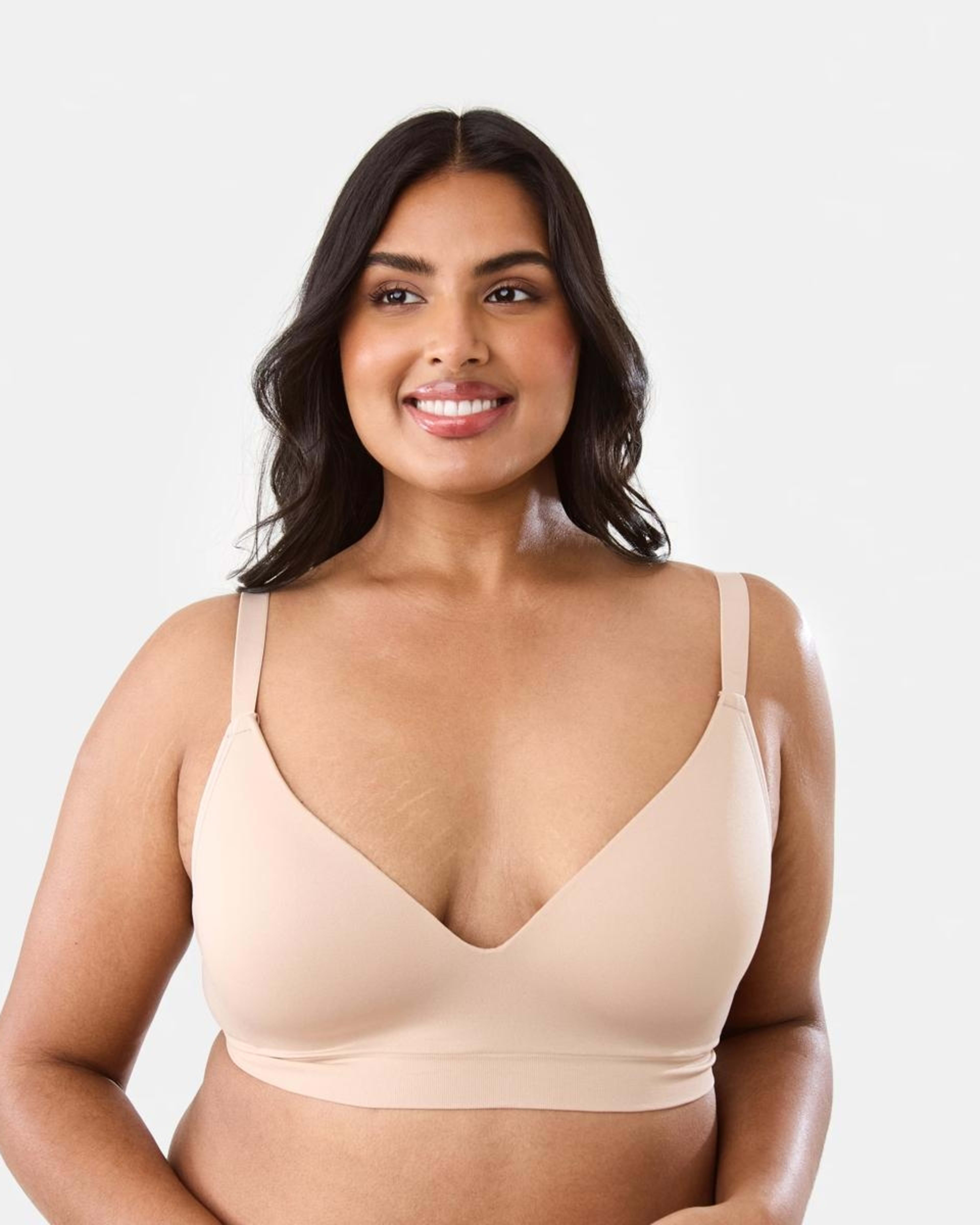 4 2 Pack Full Figure Wirefree Seamfree T-Shirt Bra SOFT SAND BEIGE, BLACK, 4 of 8
