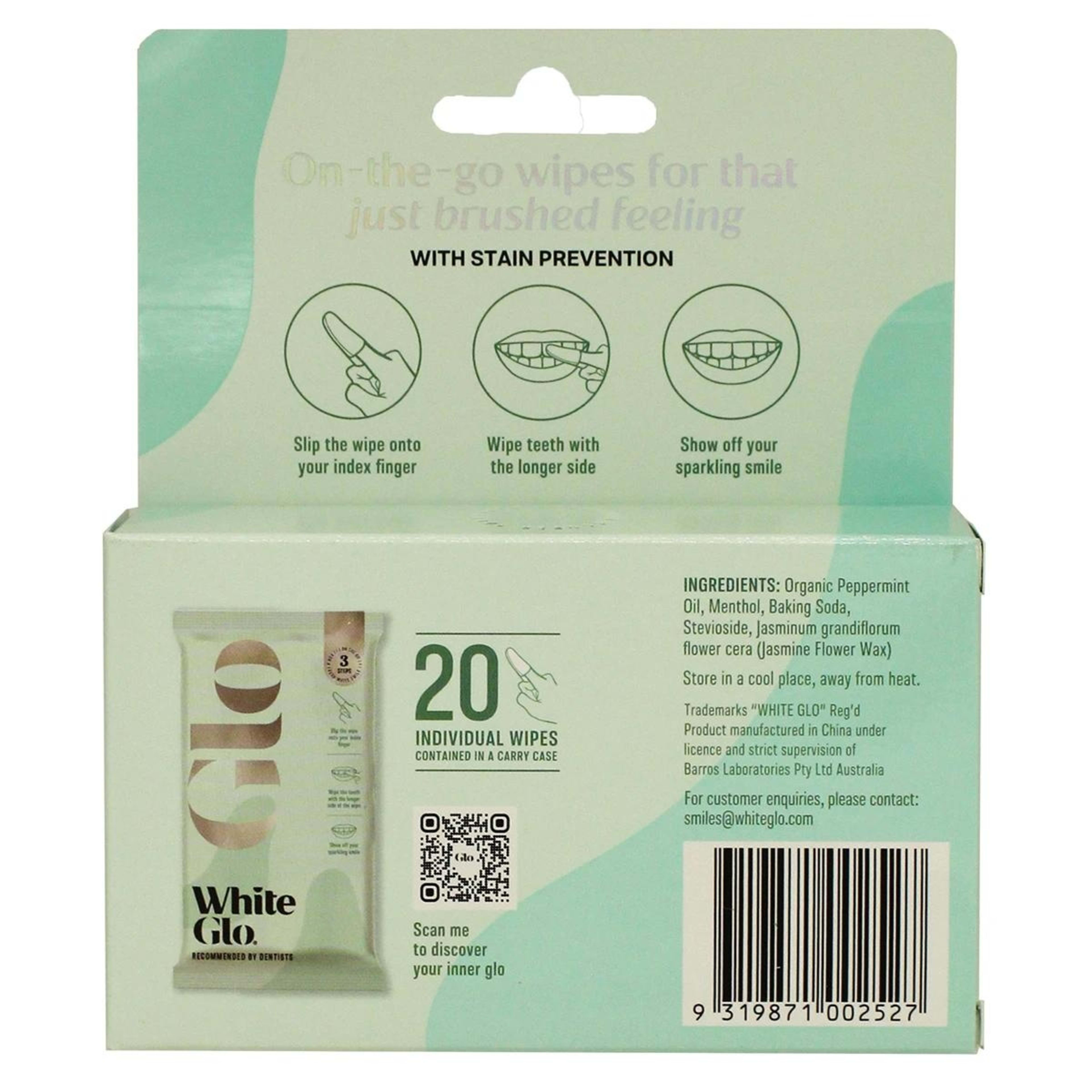 2 20 Pack WhiteGlo Teeth Wipes - Cool Mint, 2 of 2