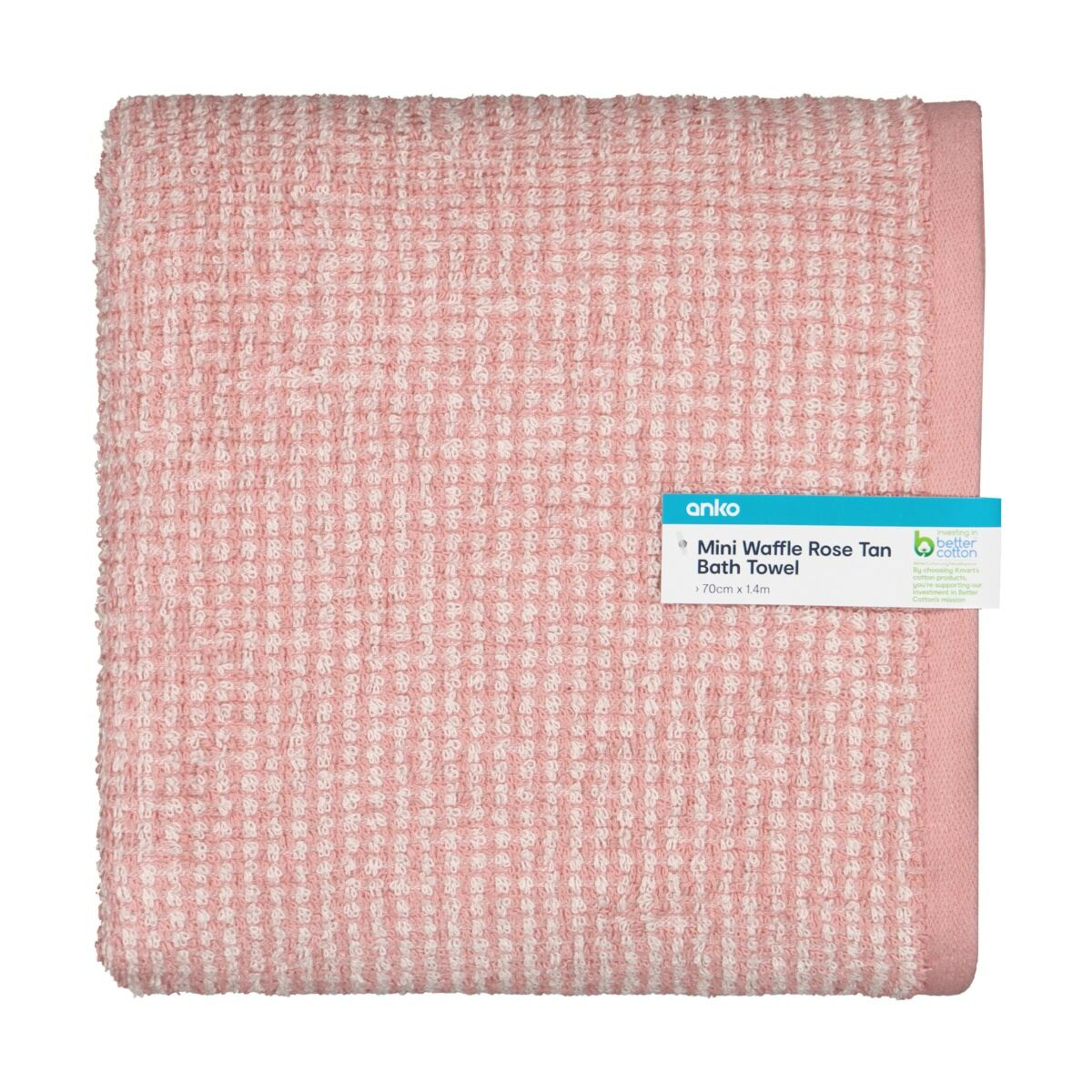 Mini Waffle Cotton Bath Towel - Rose Tan - Kmart