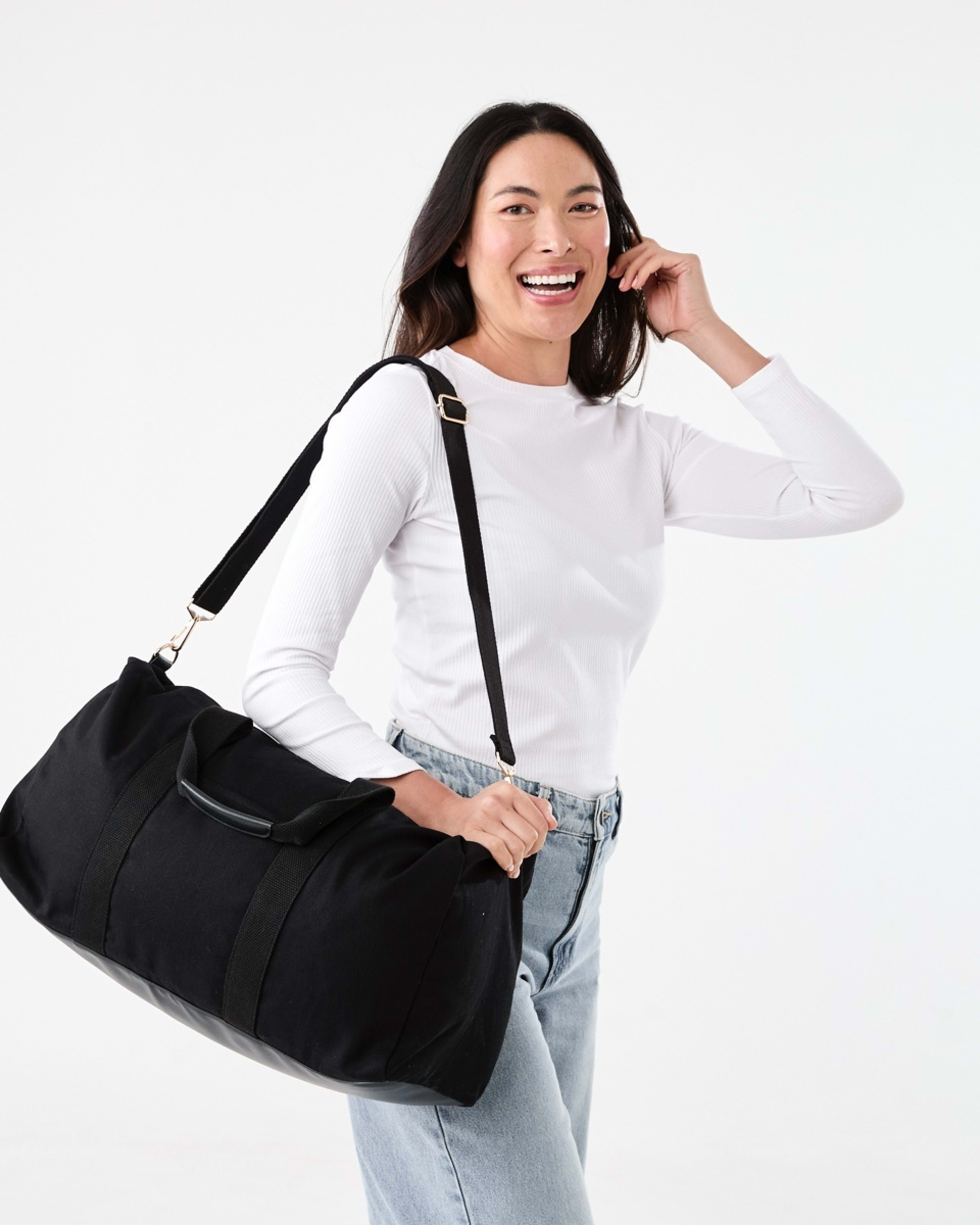 4 Canvas Weekender Bag Black, 4 of 5