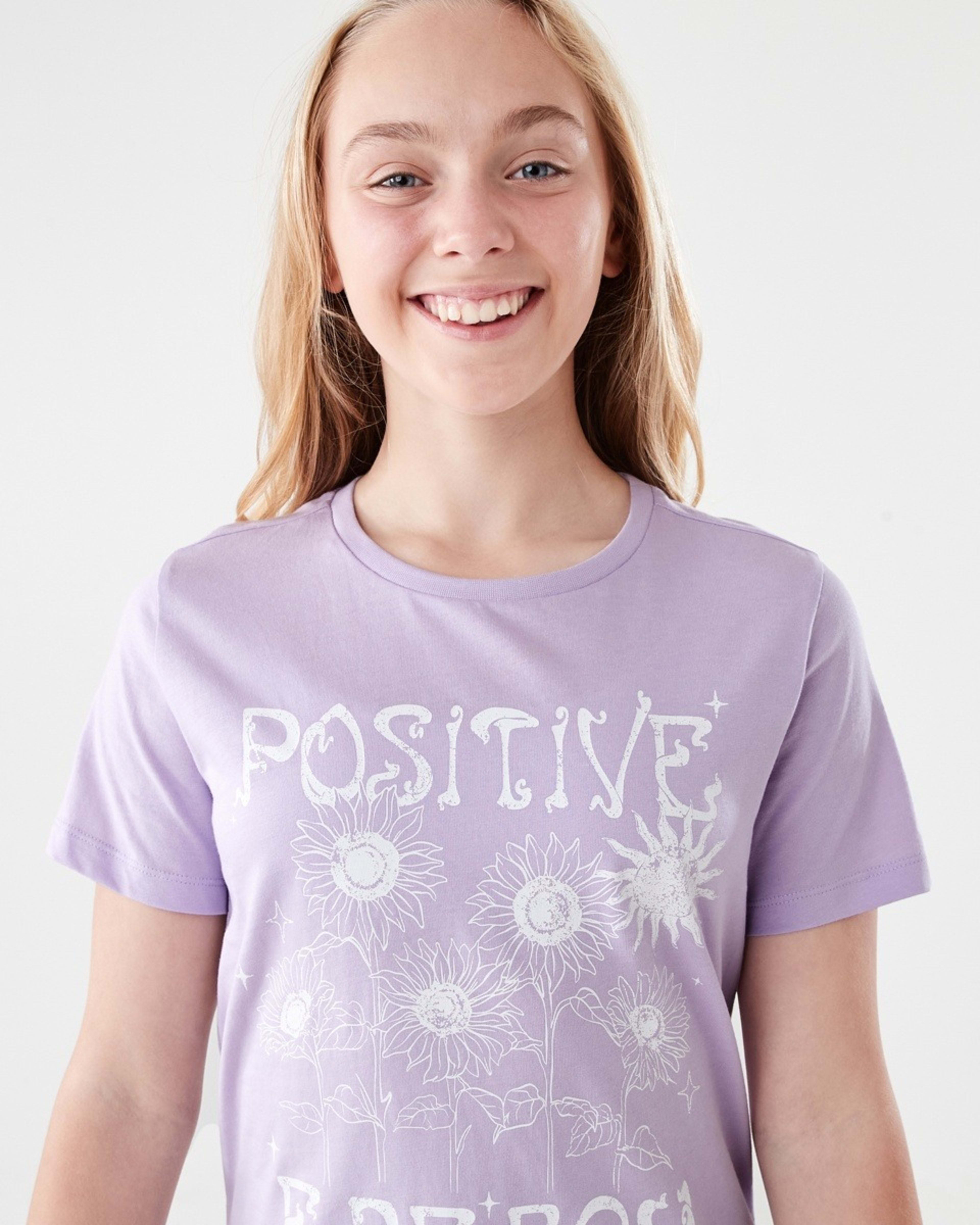 3 Short Sleeve Print T-shirt POSITIVE ENERGY PASTEL LILAC, 3 of 6