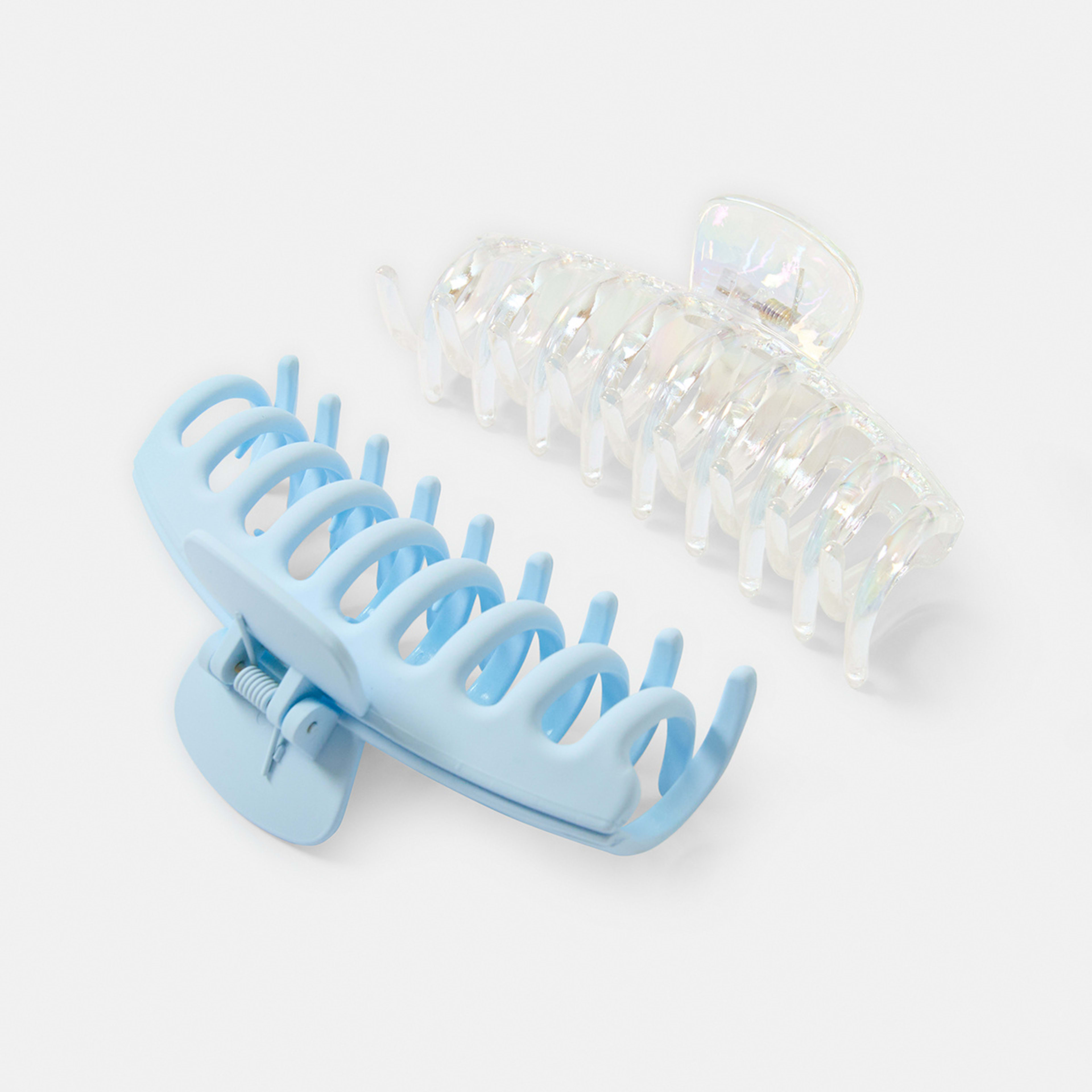 2 2 Pack Blue and Clear Barrel Claw Hair Clips, 2 of 4