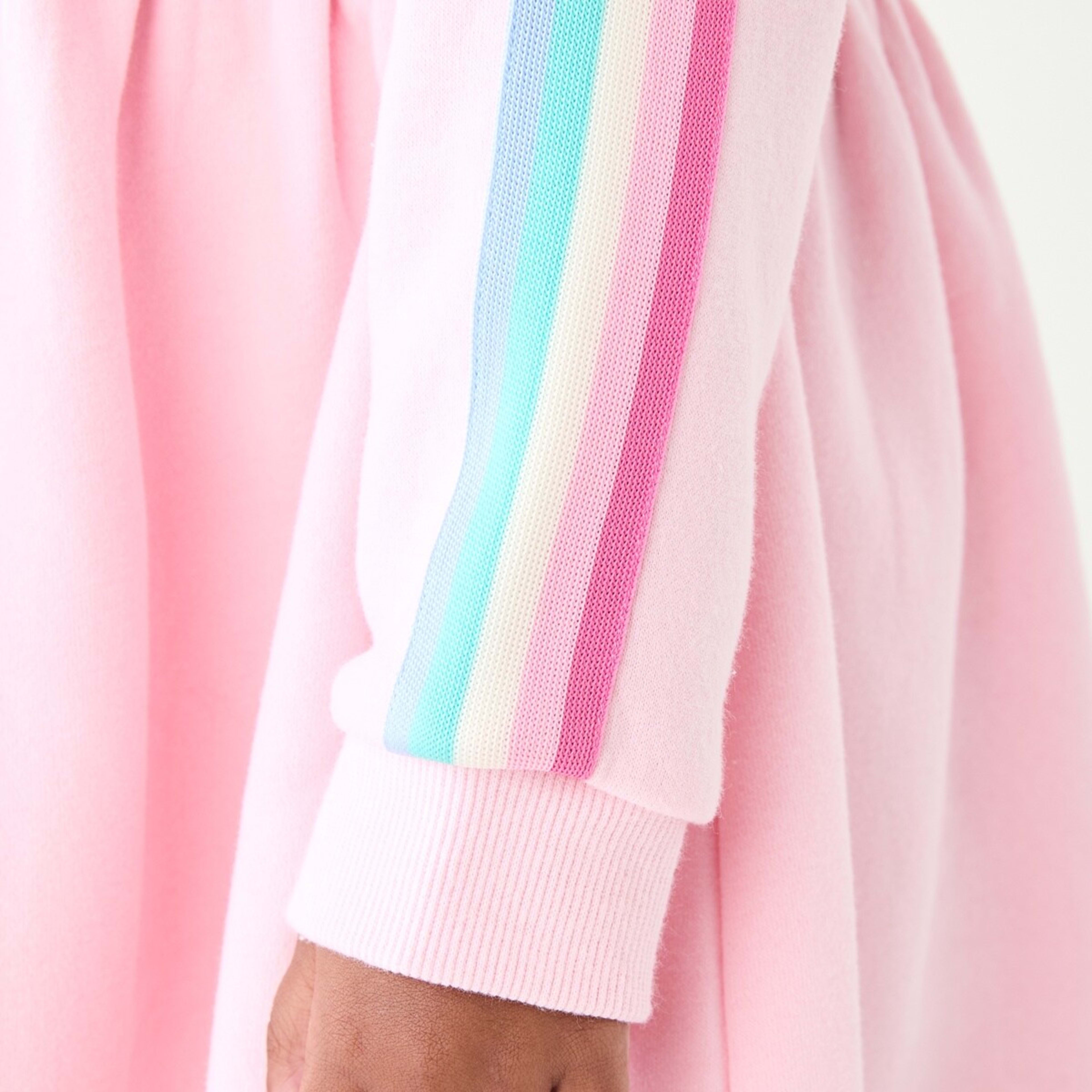 5 Taped Fleece Dress Pastel Rainbow Pearl Pink, 5 of 10