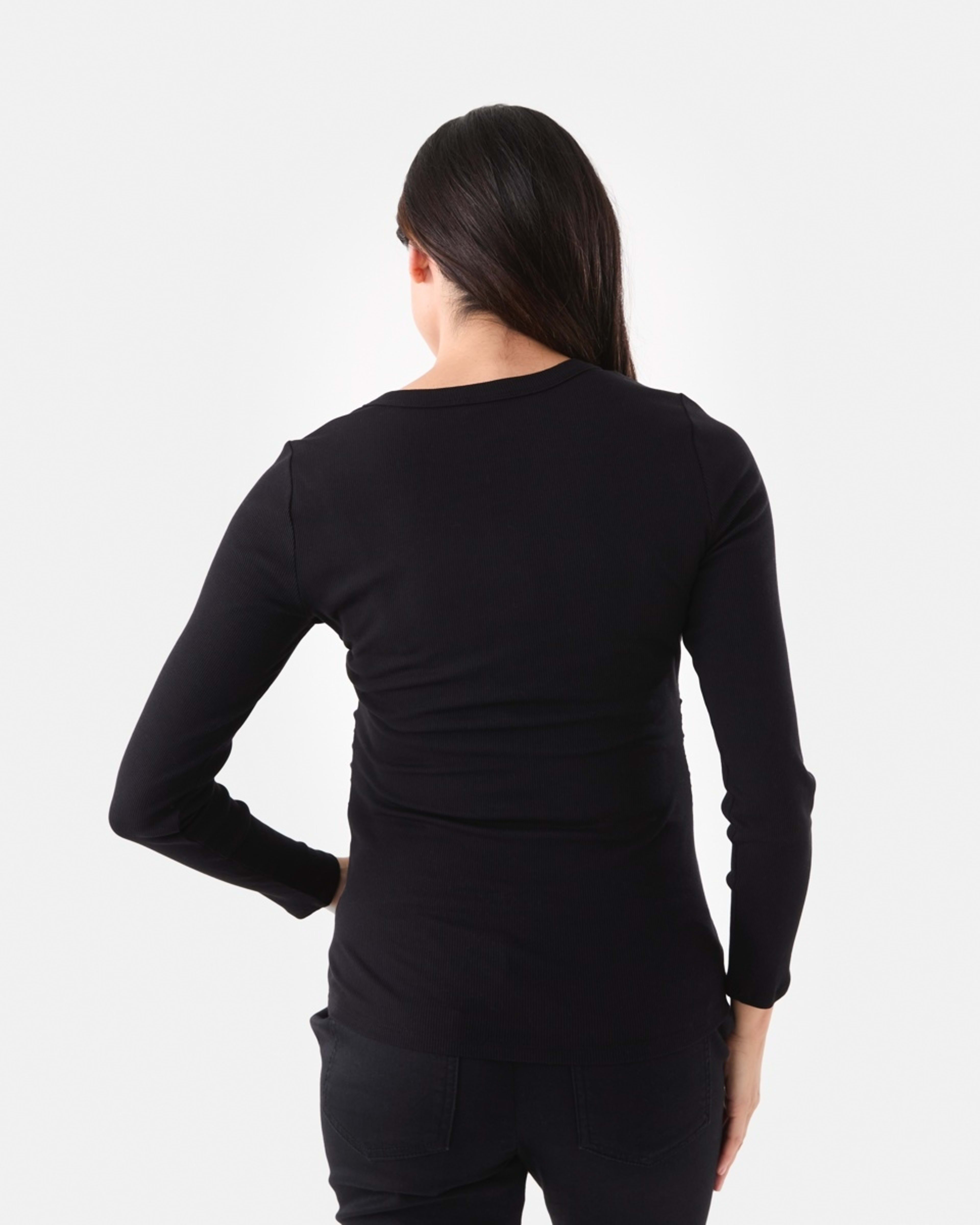 3 Maternity Long Sleeve Henley Feeding T-shirt Black, 3 of 6