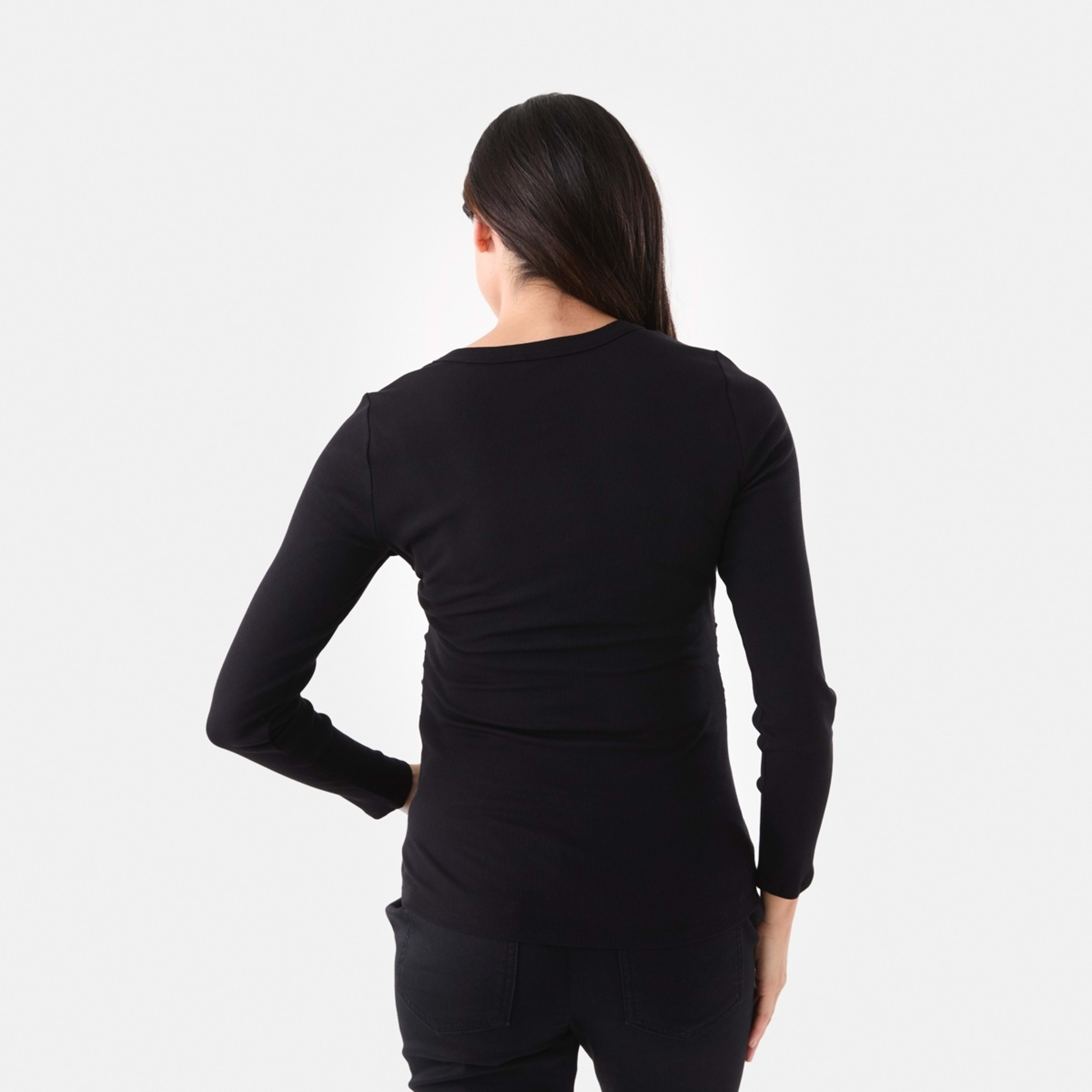 3 Maternity Long Sleeve Henley Feeding T-shirt Black, 3 of 6