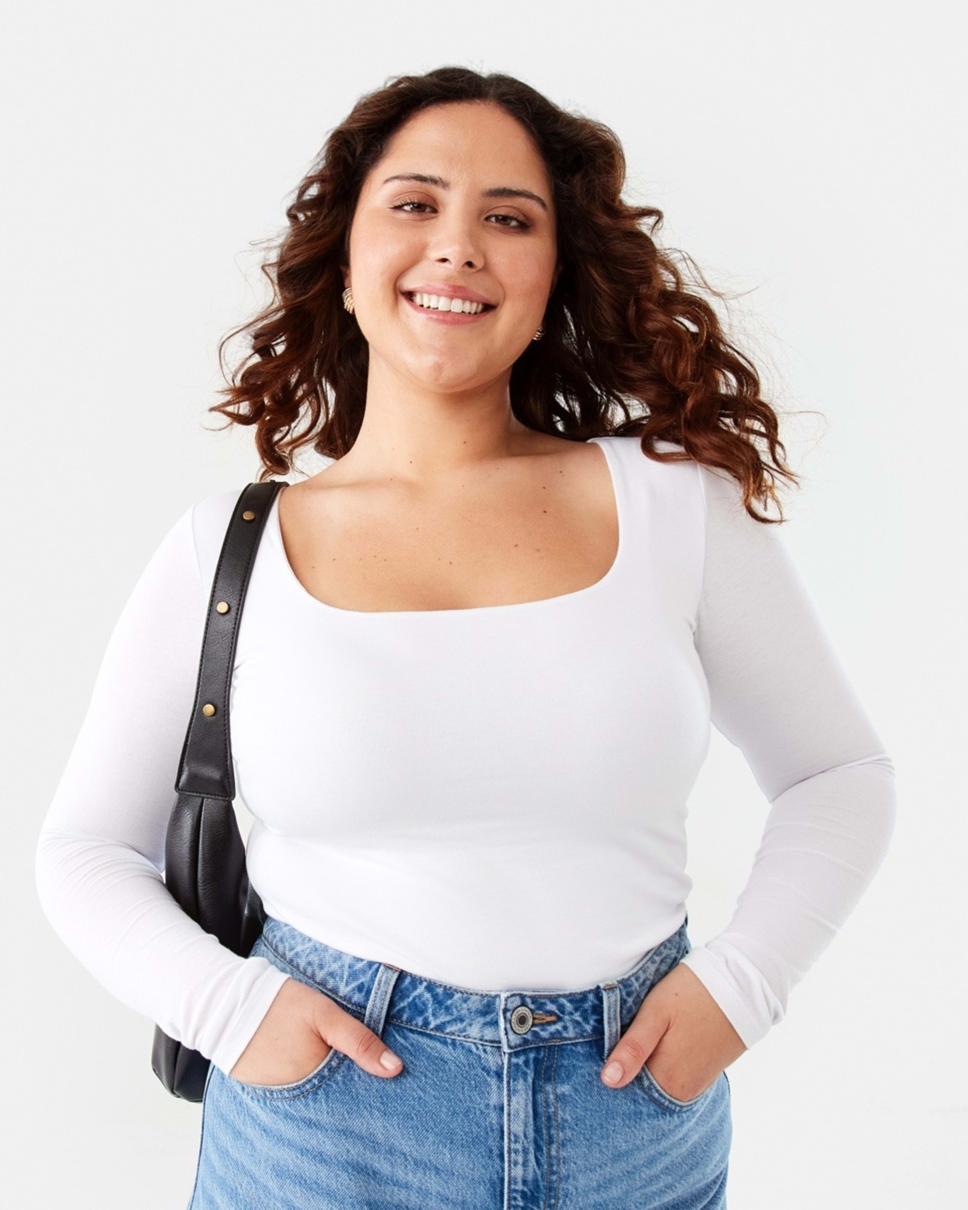 7 Long Sleeve Square Neck Top White, 7 of 9