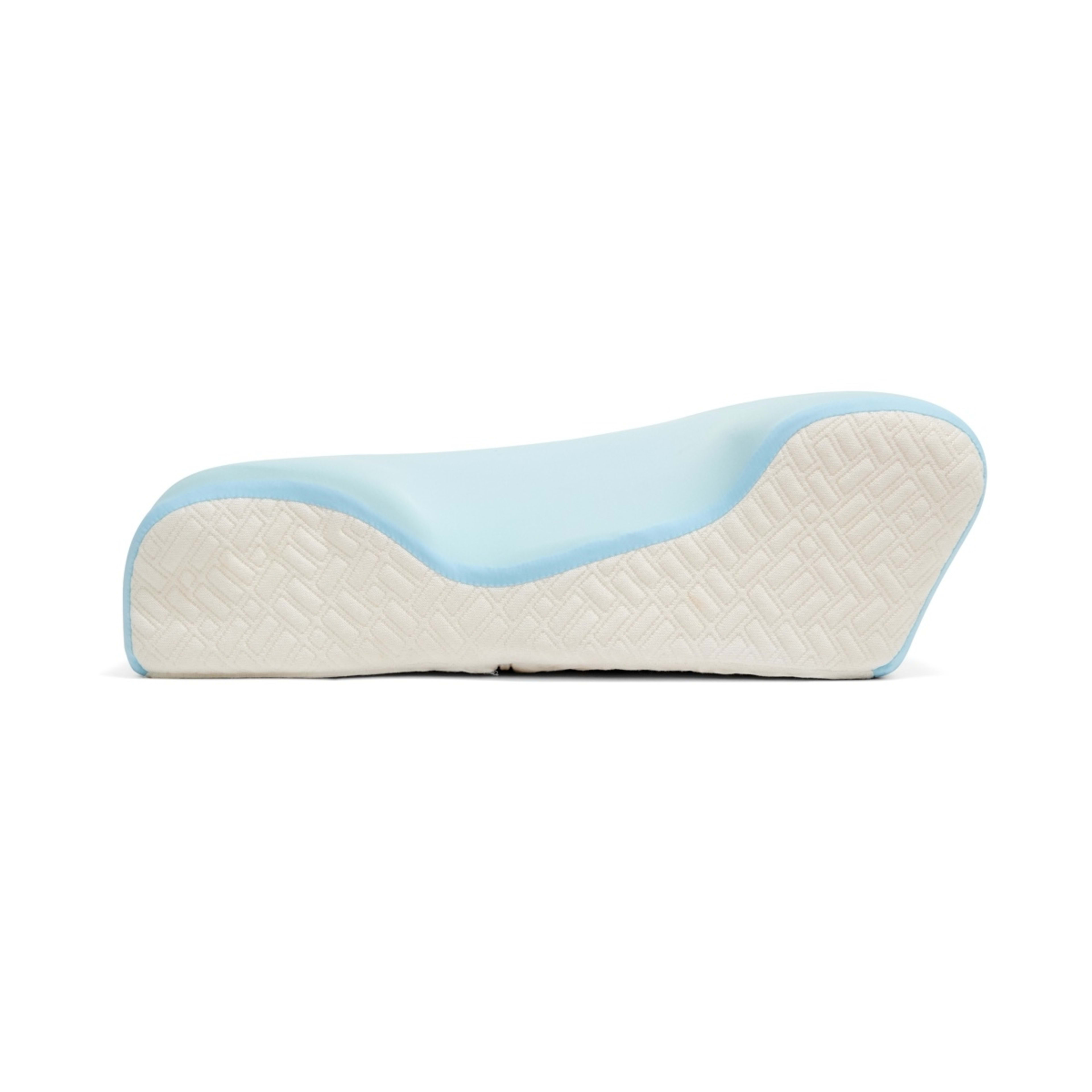 9 Ergonomic Memory Foam Pillow - Medium Profile, Blue and White, 9 of 10