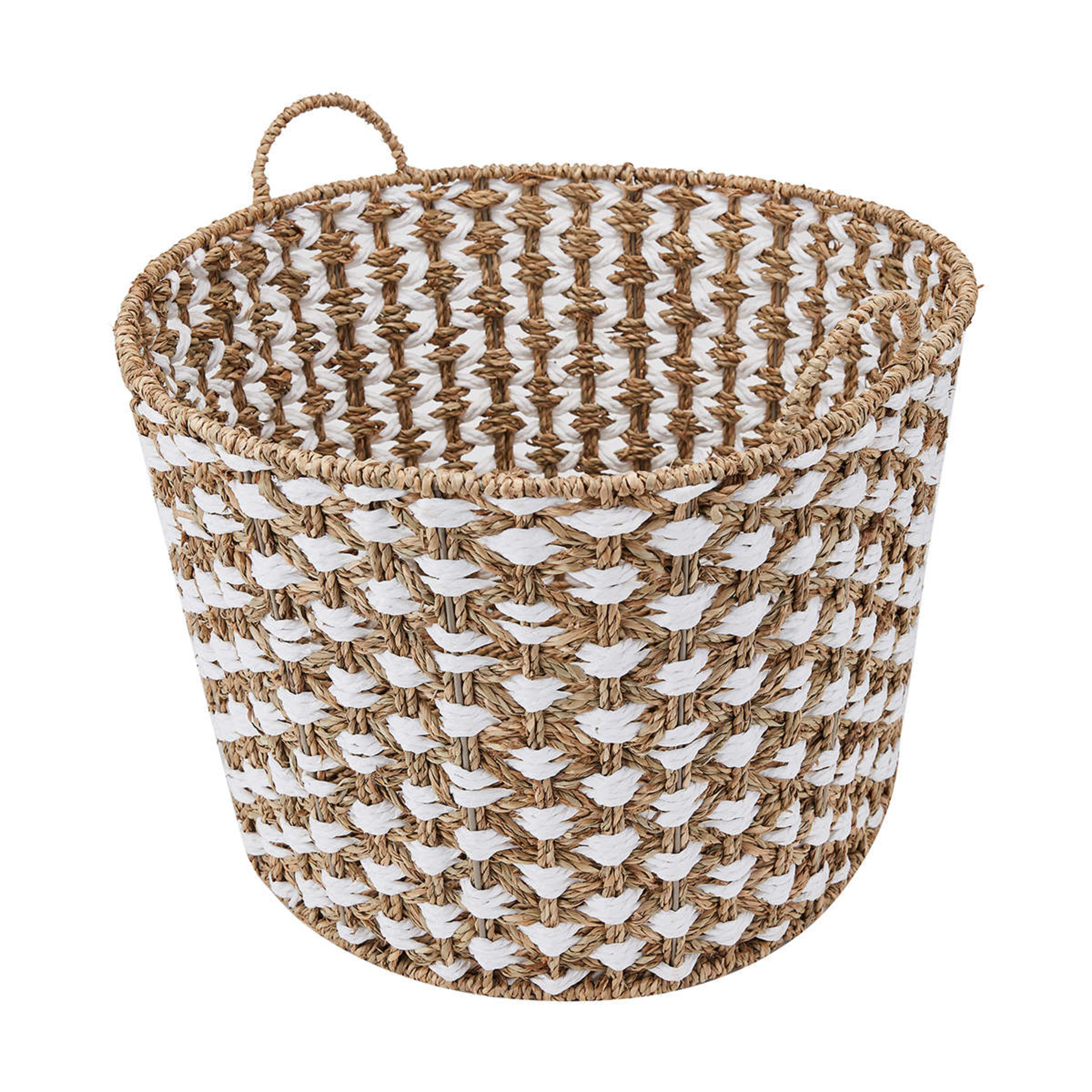 Round Seagrass Basket Natural and White Kmart